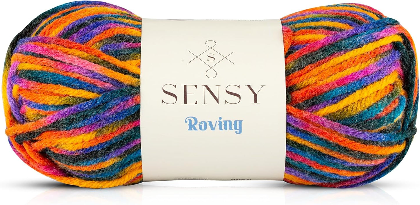 Sensy Roving Multi Color Yarn, 3.5 oz, 132 Yards, Gauge 5 Bulky (Campfire)