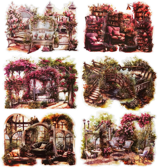 60Pcs PET Scrapbook Stickers, Vintage Aesthetic Designs for Scrapbooking Waterproof Journaling Supplies Junk Journal Ephemera with Storage Organizer