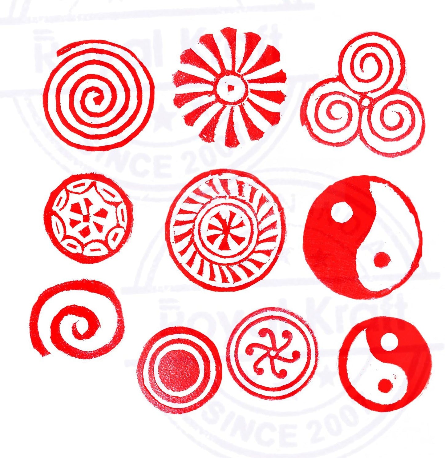 Textile Wood Blocks Original Small Round Shape Printing Stamps (Set of 10) Htag2152