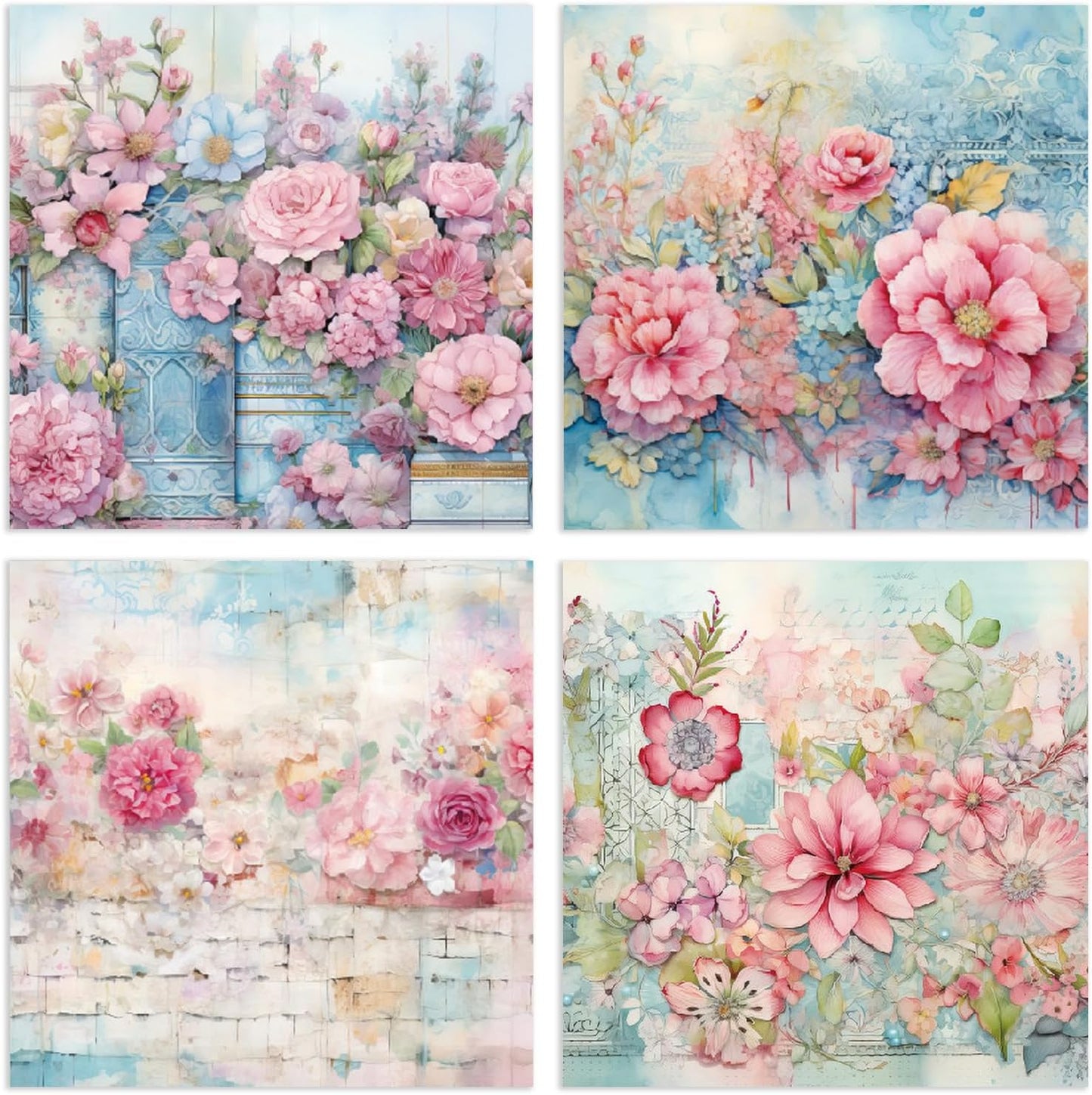 YASMEN 24 Sheets Scrapbook Paper Pads, 6X6 Single-Sided Cardstock Paper, Decorative Craft Paper, Flowers Pattern Paper Pack, DIY Decopodge Papers, Journal Scrapbooking Supplies, Card Making Supplies