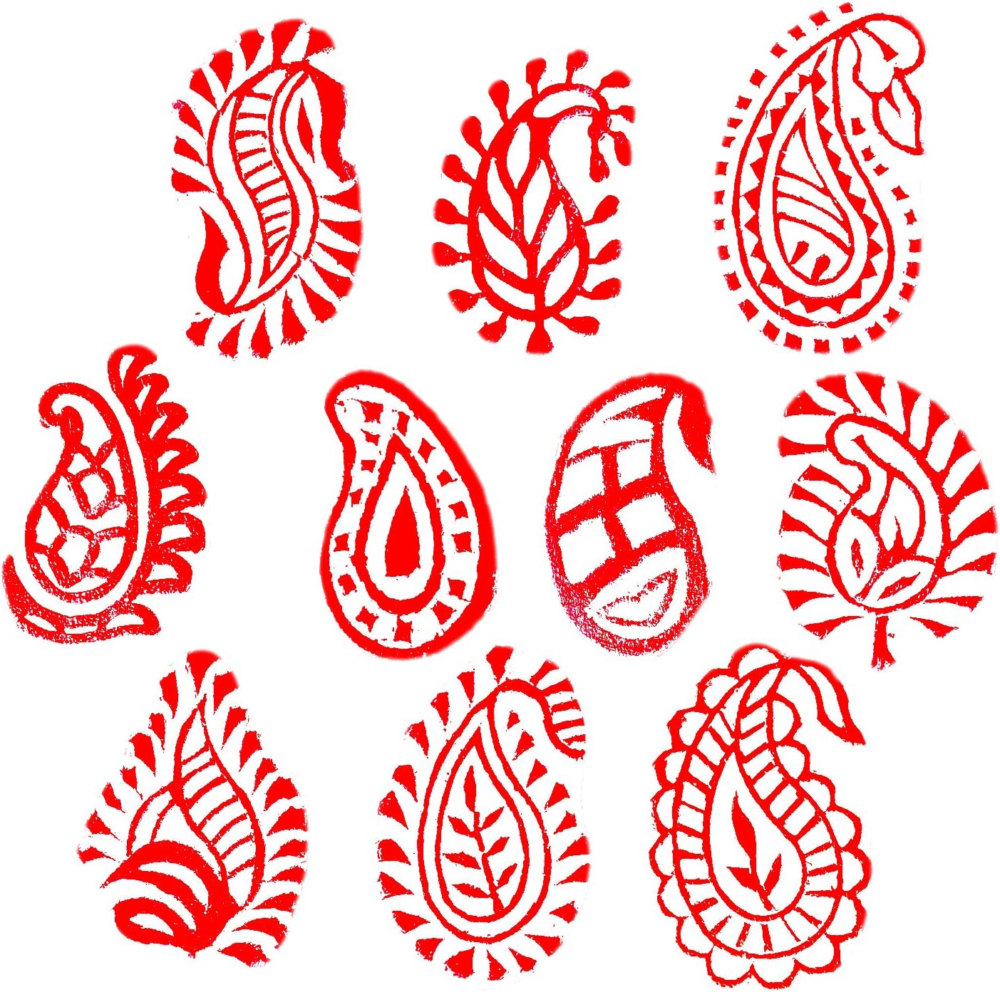 Royal Kraft Paisley Wooden Printing Stamps (Set of 10) - DIY Henna Fabric Textile Paper Clay Pottery Blocks Htag2173