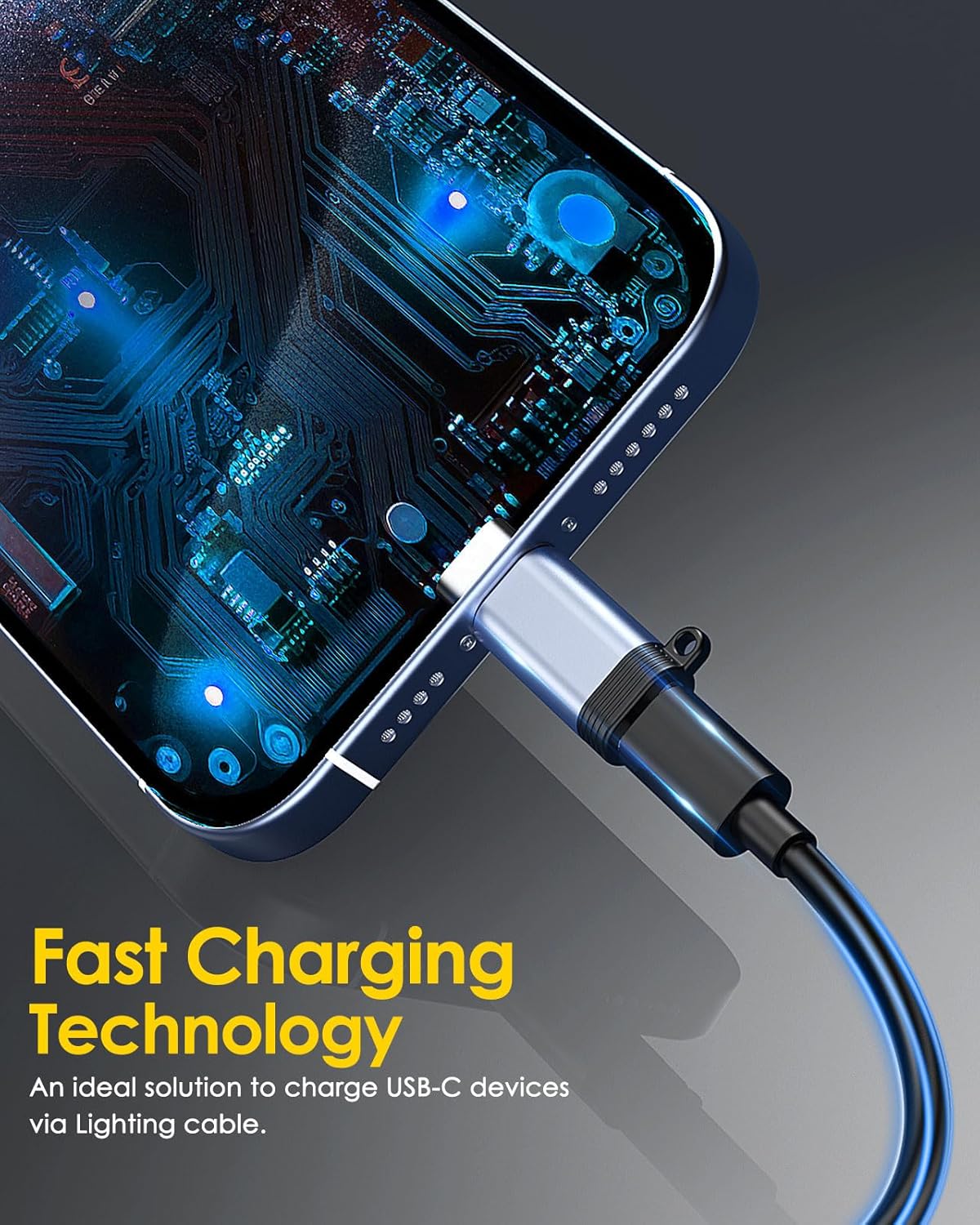 MoKo 4 Pack Lightning Female to USB C Male Adapter, iPhone to USB C Adapter for iPhone 15/16 Pro/16 Pro Max/16 Plus, Galaxy S24, iPad Air/Pro, for Charging/Data Transfer, NOT for Audio/OTG, Gray