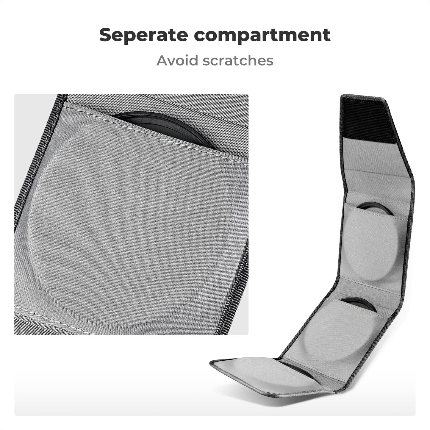 K&F CONCEPT Lens Filter Pouch, Lens Filter Case 3 Pocket Professional Photography Filter Holder Belt Bag Pouch Water-Resistant and Dustproof for Filter Up to 82mm (2Pack)