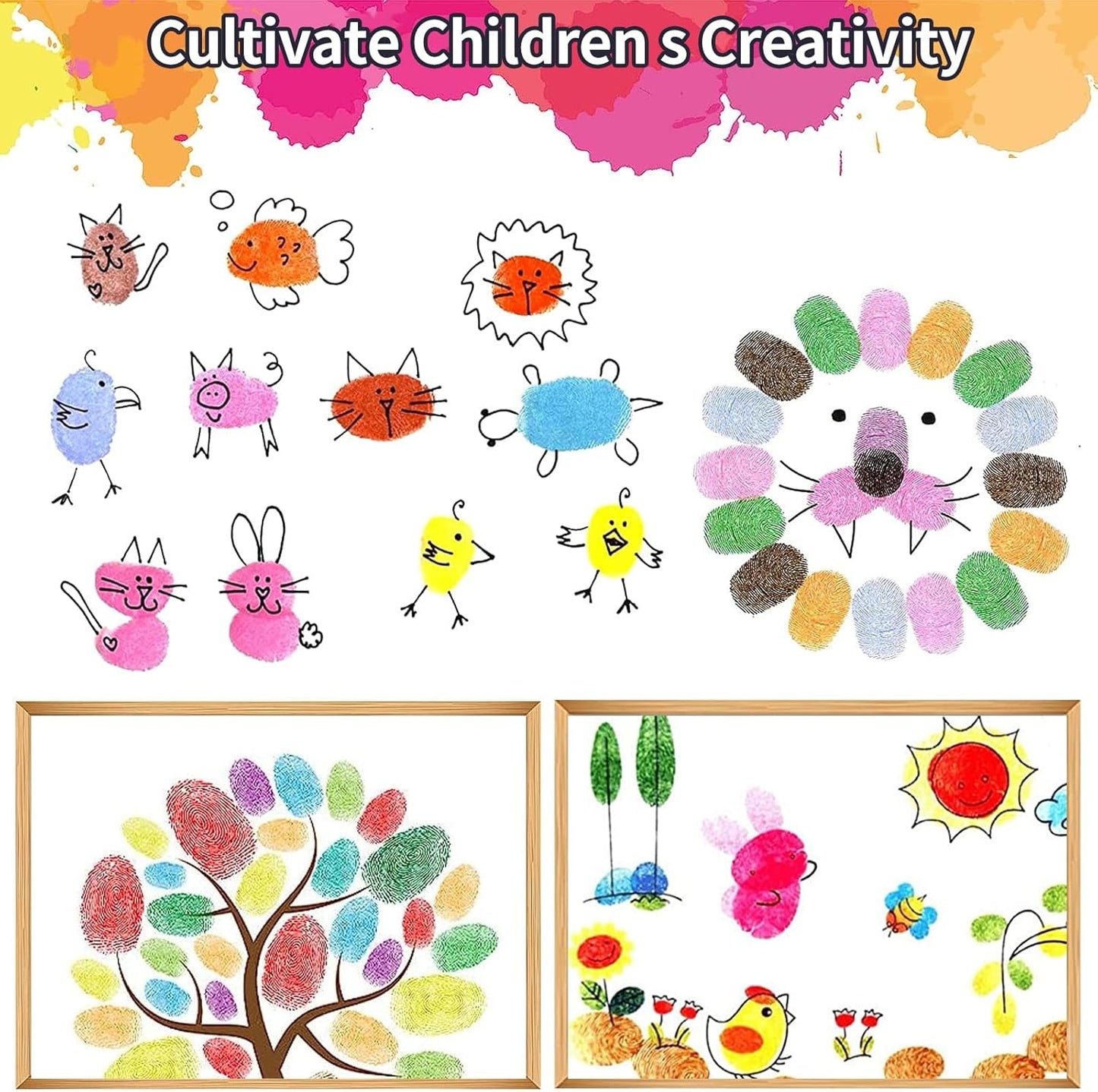 MoloTAR Craft Large Ink Pad Stamps Partner DIY Color,8 Colors Hexagon Rainbow Finger Ink pad for Kids