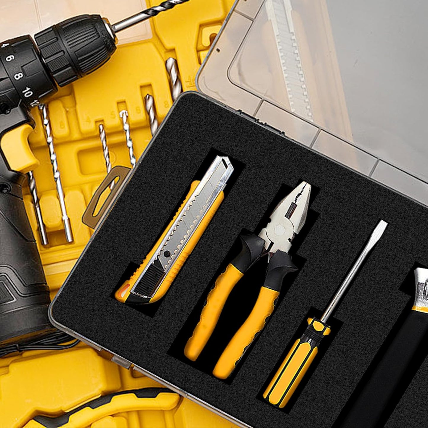 DECOHS 6 Pcs Pick Apart Foam Inserts- 2 Size Pick and Pluck Foam Sheets- Pluck Pre Cubed Foam Pads for Toolbox Game Box Cases Camera Storage Drawer