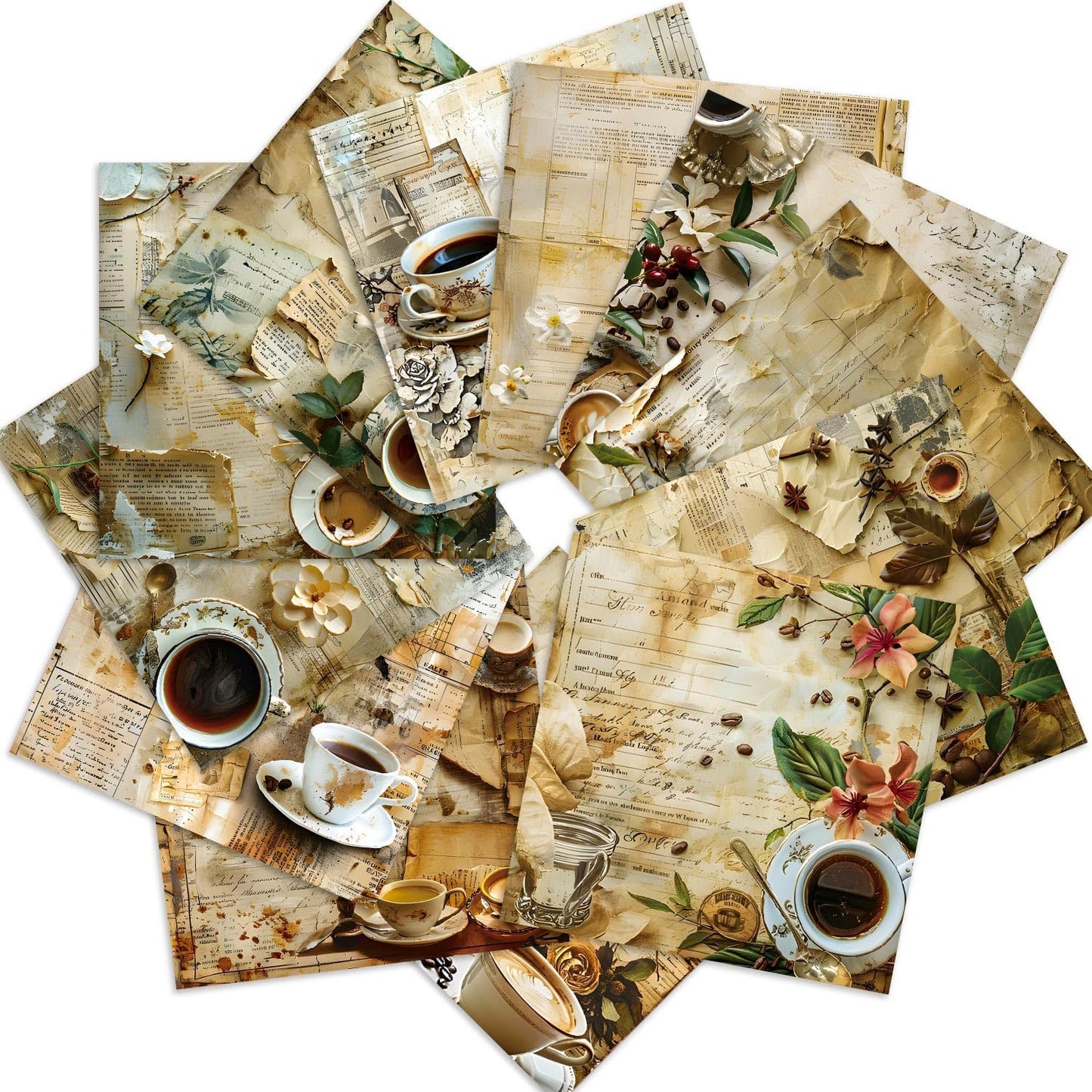 Vintage Coffee Scrapbook Paper Pad Color Patterned Paper 6×6,24 Sheets Single-Sided Scrapbooking CardStock Papers Pad for Holiday Cardmaking DIY Origami Journaling. (R2436, 6inch)