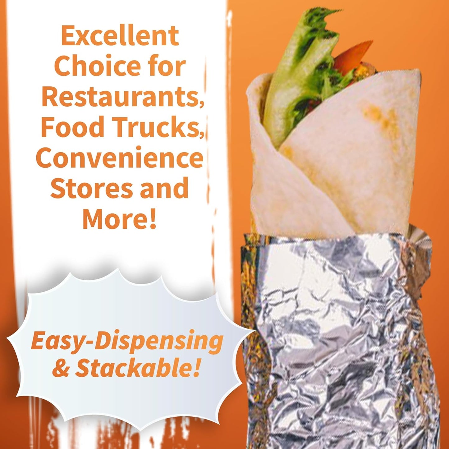 Insulation Sandwich Wrapping Paper Aluminum Foil Sheets - [500 Pack] - (14" x 10.3") - Aluminum Foil Sandwich Wrap Sheets For Sandwich Wraps, Burritos and BBQ