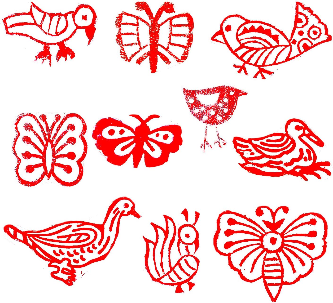 Royal Kraft Bird Wooden Printing Stamps (Set of 10) - DIY Henna Fabric Textile Paper Clay Pottery Blocks Htag2167