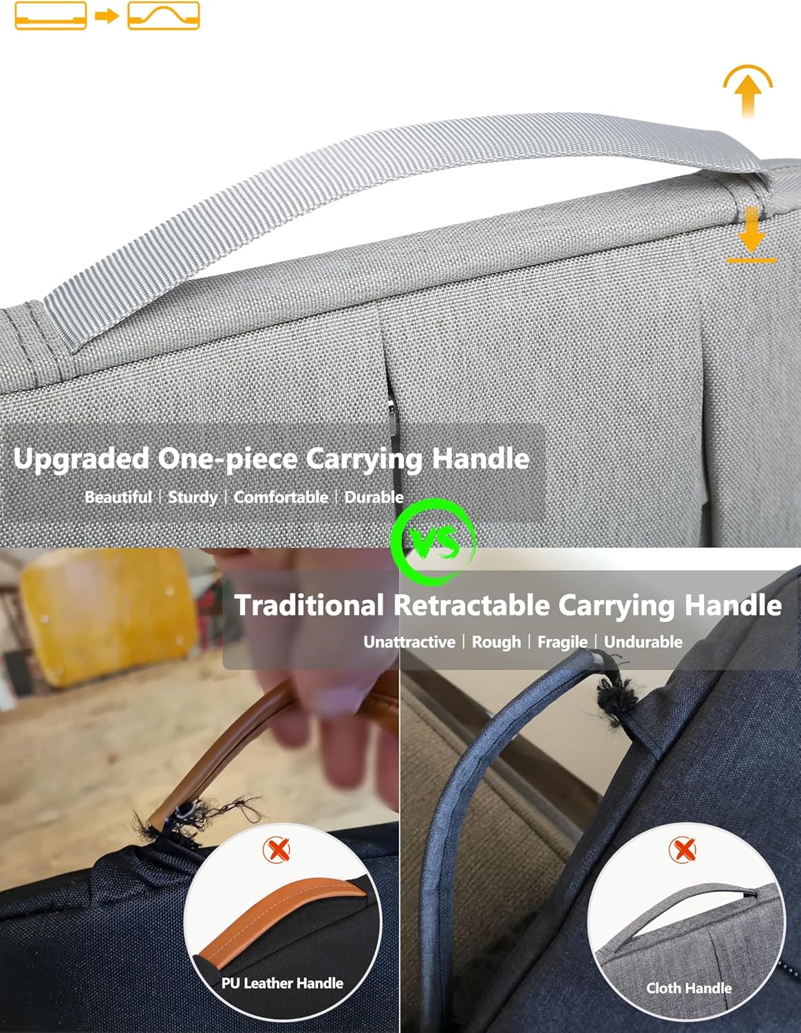 HYZUO 14-15 Inch Laptop Sleeve Bag for MacBook Air 15 M4 M3 M2, MacBook Pro 15, 15" Surface Laptop, XPS 14/15 Plus, Portable NoteBook Case for 14" HP Dell Lenovo ThinkPad Acer, Light Gray