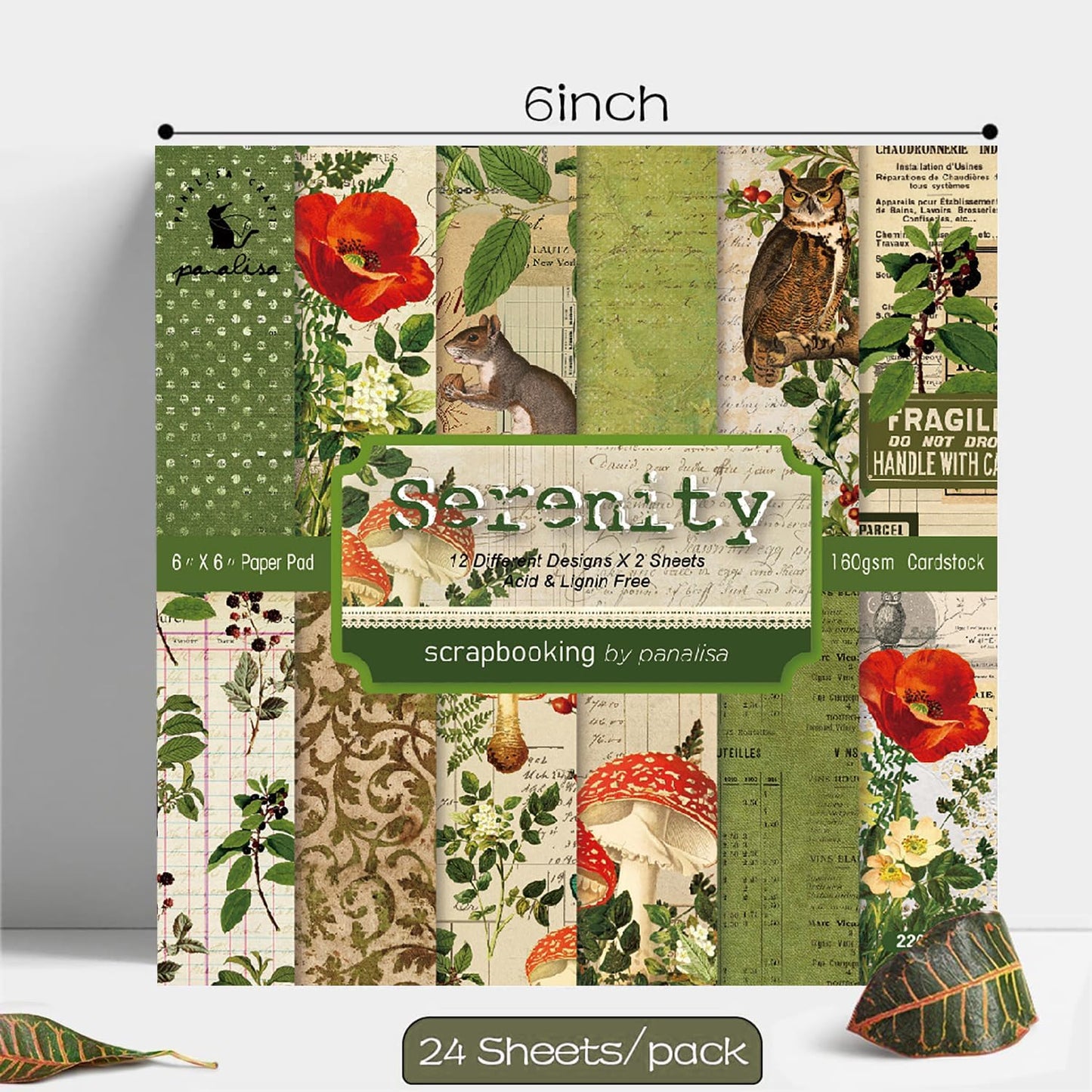 YASMEN Scrapbook Paper Pad 6x6, Vintage Patterned Cardstock, Single-Sided Decopodge, DIY Decorative Craft Paper, Scrapbooking Junk Journal Gift Card Making Supplies - 24 Sheets