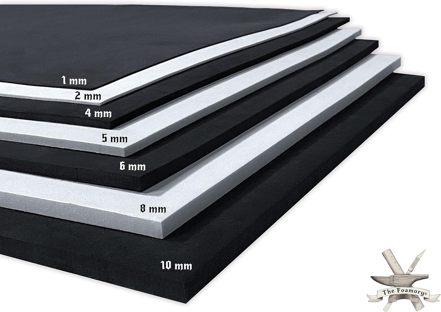 Shape Retention EVA Cosplay Foam 5mm (1mm-10mm) 14x39 inch White or Black High Density EVA Foam Sheets. Premium 85 kg/m3 Heat Shape Material for DIY Convention or Halloween Costumes by The Foamory