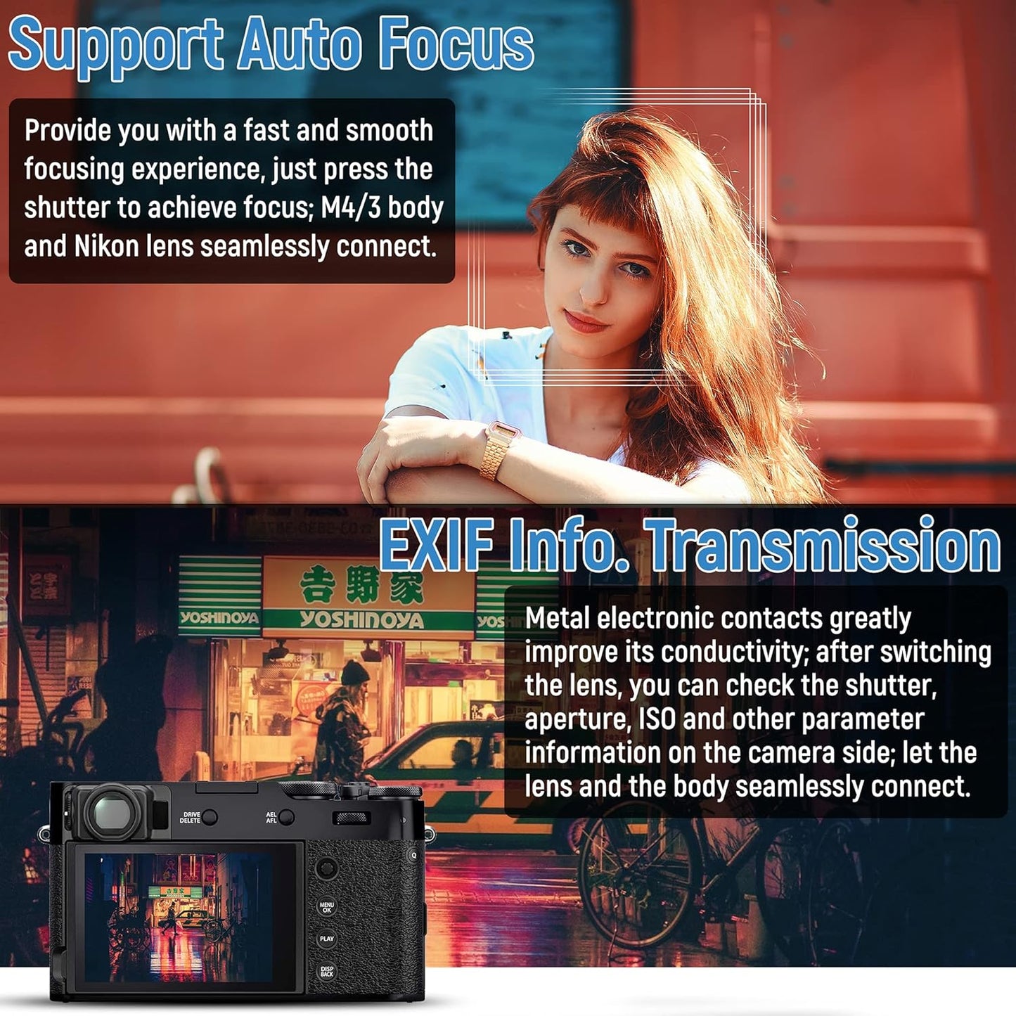 VILTROX NF-M1 Lens Adapter, Auto Focus Lens Converter Ring Camera Lens Mount Adapter Compatible with Nikon F-Mount AF AF-S AF-P AF-I Lens to M4/3 Mount Camera(Olympus/BMPCC)