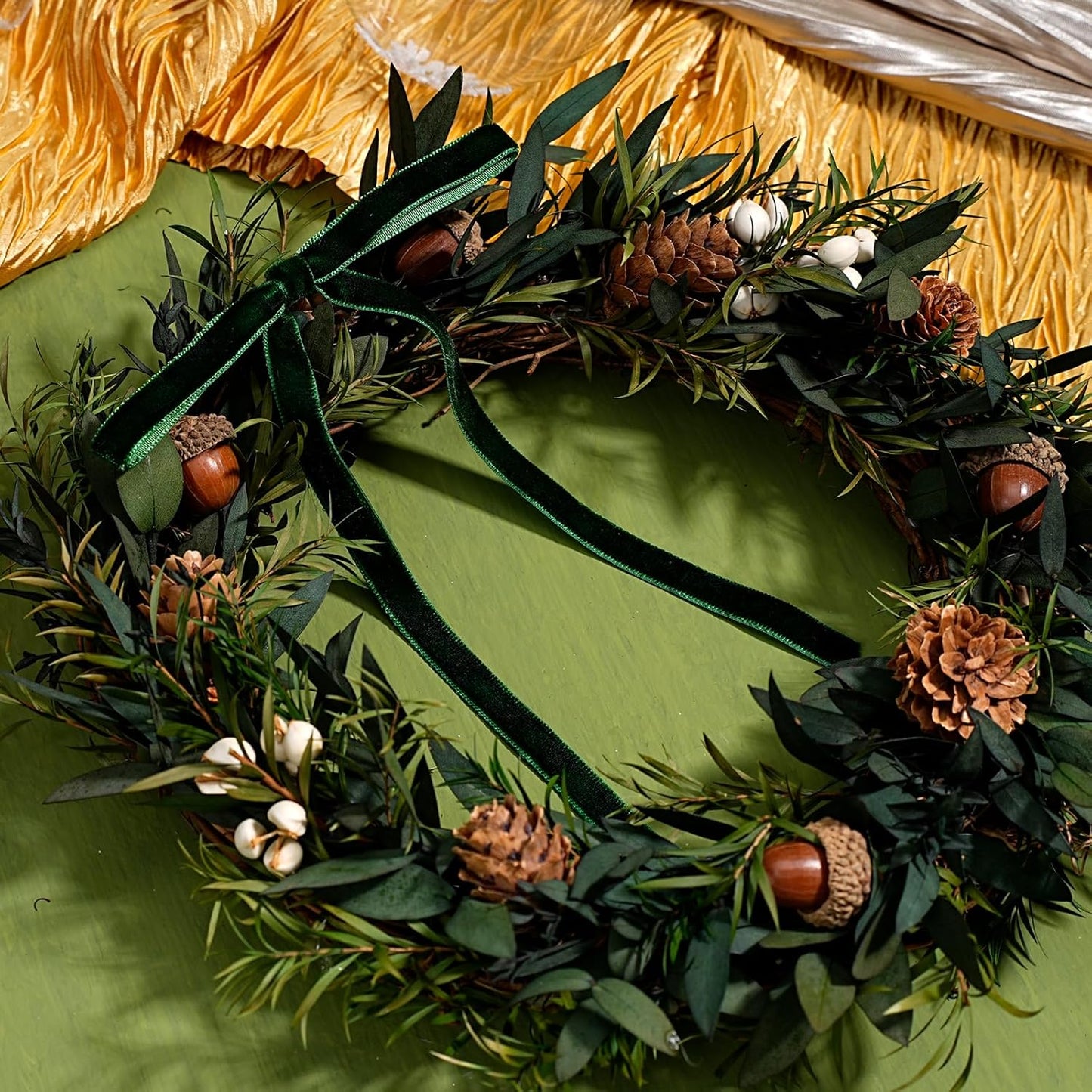 LaRibbons Thin Velvet Ribbon 3/8 Inch x 25 Yards, Dark Green Velvet Ribbon for Christmas Tree, Gift Wrapping, Wreath Bow, Outdoor Decoration