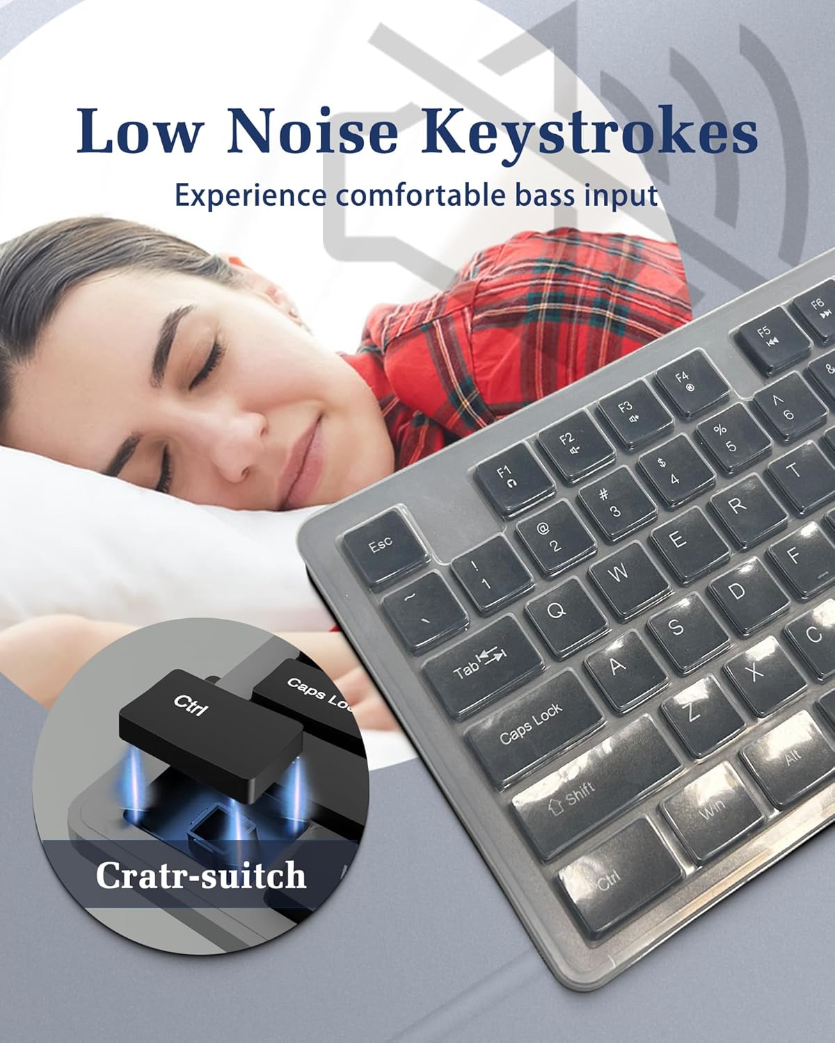 Wired Computers Keyboard with Cover Comfortable Hand Feel,Laser Engraved Characters,12 Multimedia Keys USB Interface Suitable for Laptop PC,Full Size 104 Keyboards, Plug and Play, Office