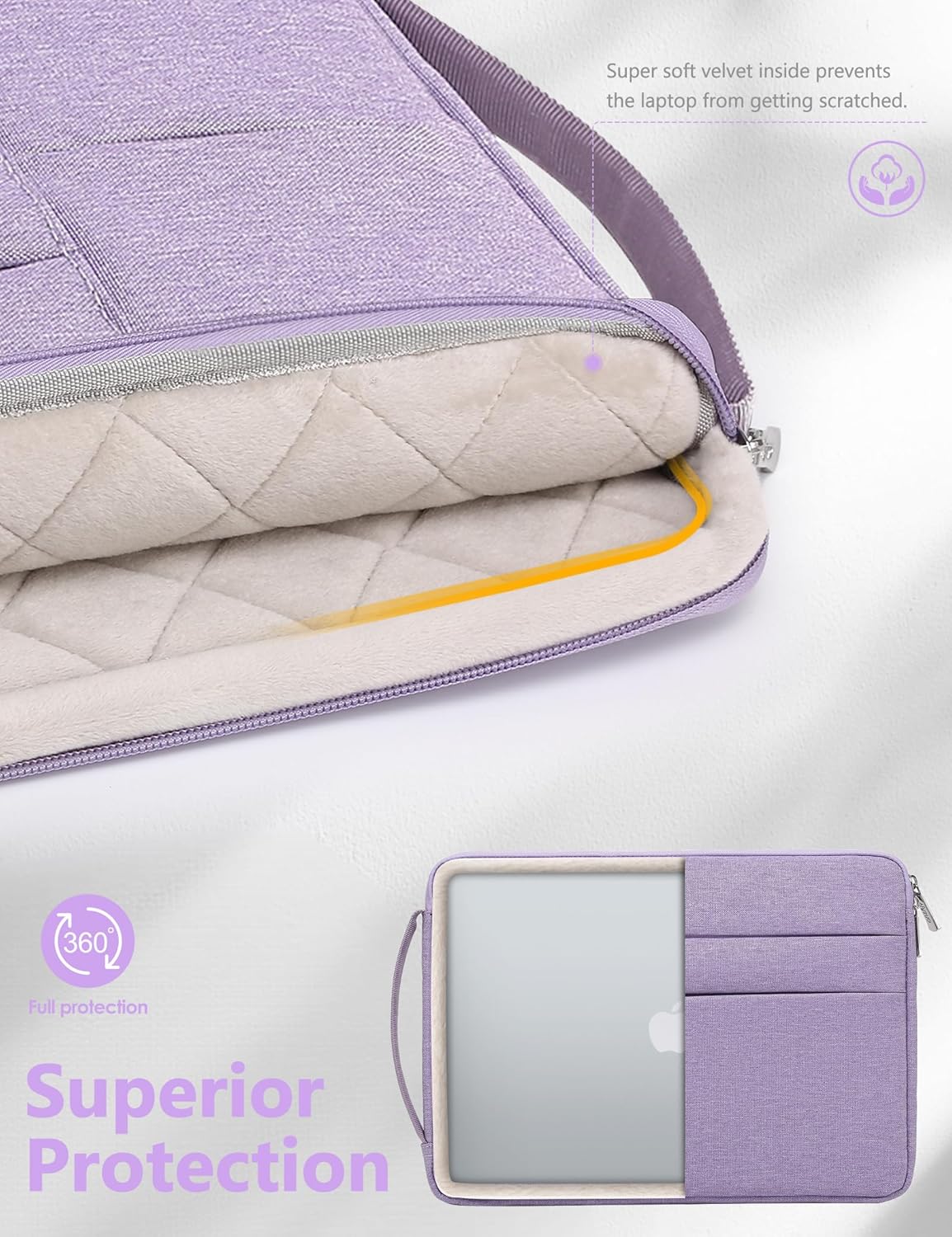 HYZUO 13.3-14 Inch Laptop Sleeve Bag for MacBook Pro 14 M5-M1, MacBook Air/Pro 13, 13.8-13 Surface Laptop/Book, Portable Notebook Case for 13" HP Dell Lenovo ThinkPad Asus Acer Samsung, Lilac Purple