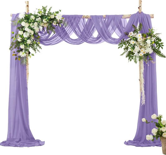 VACVELT Wedding Arch Draping Fabric, Lilac Chiffon, 2 Panels Sheer Drapes, 30 Inch x 20ft Chiffon Backdrop Curtain, Outdoor Sheer Drapery for Ceremony Party Ceiling