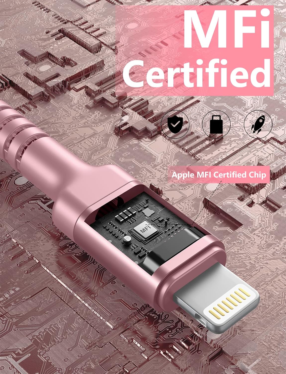 USB C iPhone Charger Cable Fast Charging, 2Pack 6FT USB Type C to Lightning Cable [Apple MFi Certified] iPhone Fast Charger Cord Compatible with iPhone 14/13/12/11 Pro Max/XS MAX/XR/XS/8/iPad-Pink