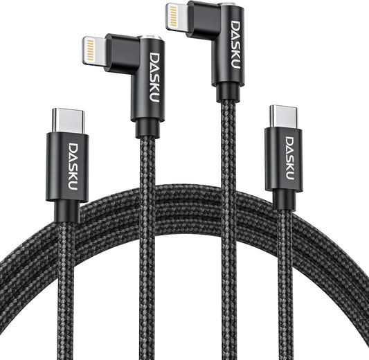USB C to Lightning Cable for iPhone 2Pack 6FT Right Angle 90 Degree Charging Cable Long Nylon Braided USB C iPhone Charger Compatible with iPhone 14/13/Pro/ 12/Max/11/XS/XR/8/Plus
