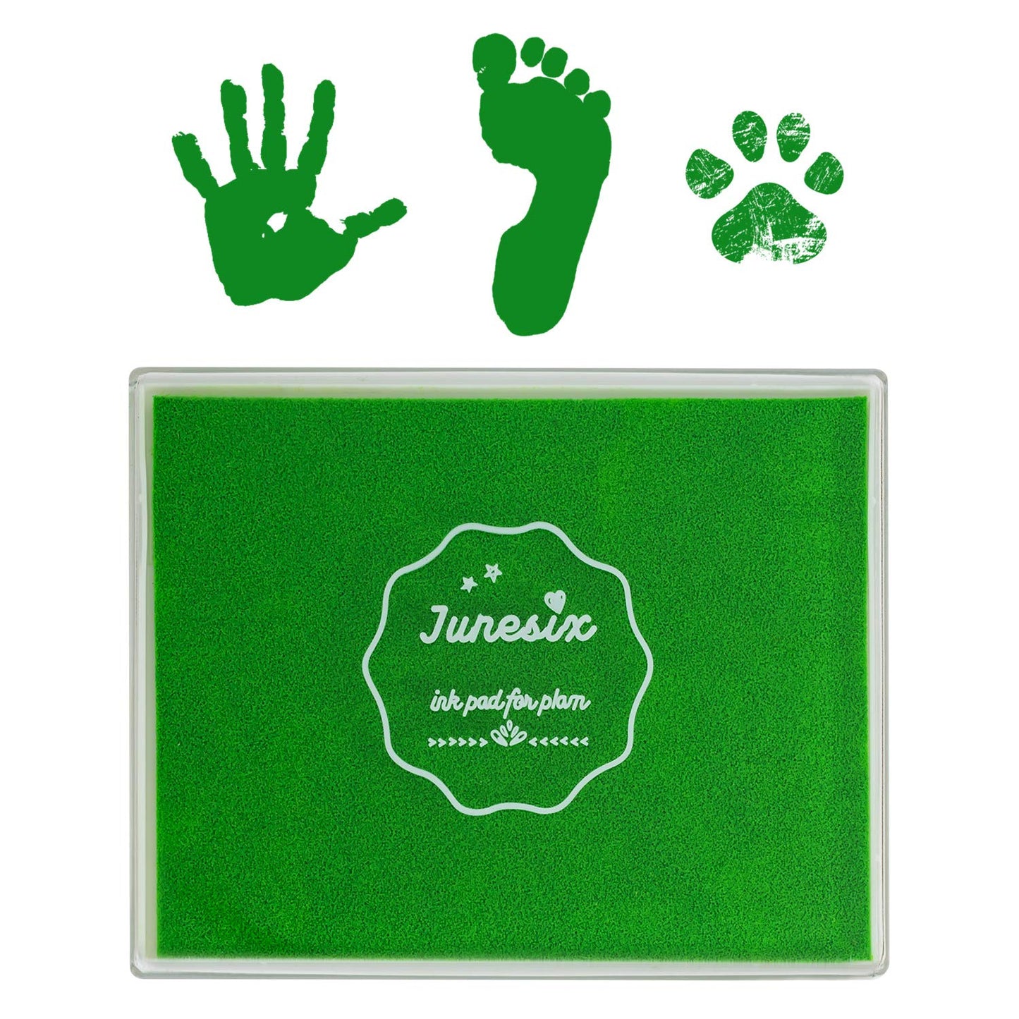 Ink Pad, 5x4'' Washable Non-Toxic Ink Stamp Pad for Baby Footprint Handprint, Green