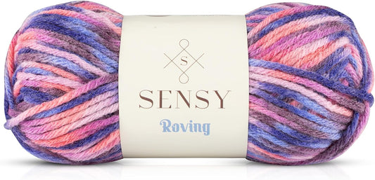 Sensy Roving Multi Color Yarn, 3.5 oz, 132 Yards, Gauge 5 Bulky (Purple Sky)