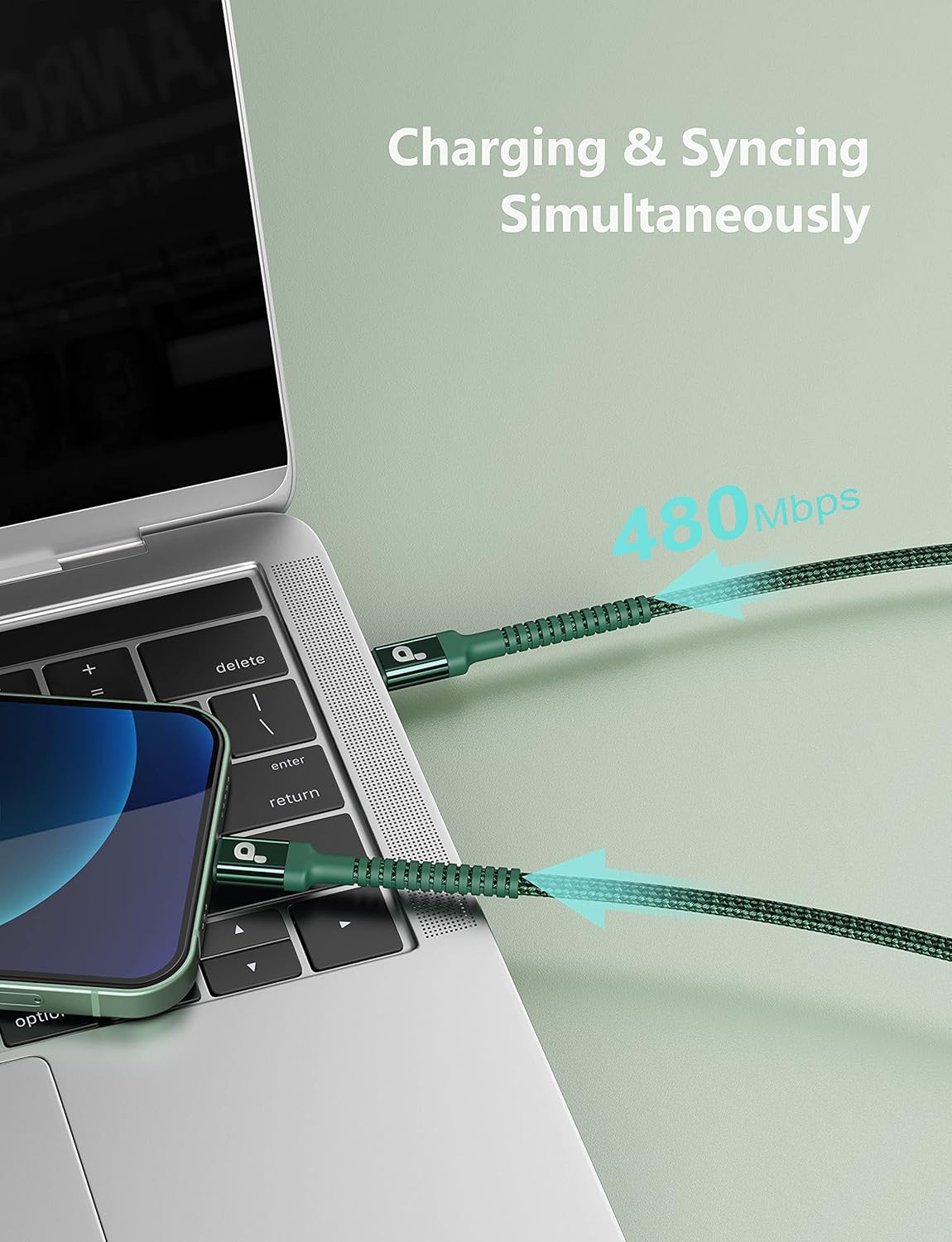 USB C to Lightning Cable 6FT 2Pack USB-C Fast Charger Cable Mfi Certified Type C to Lightning Cord USBC for iPhone 13 12 11 Pro Max Mini X XS XR 8 Plus 10 SE iPad 8th (Green)