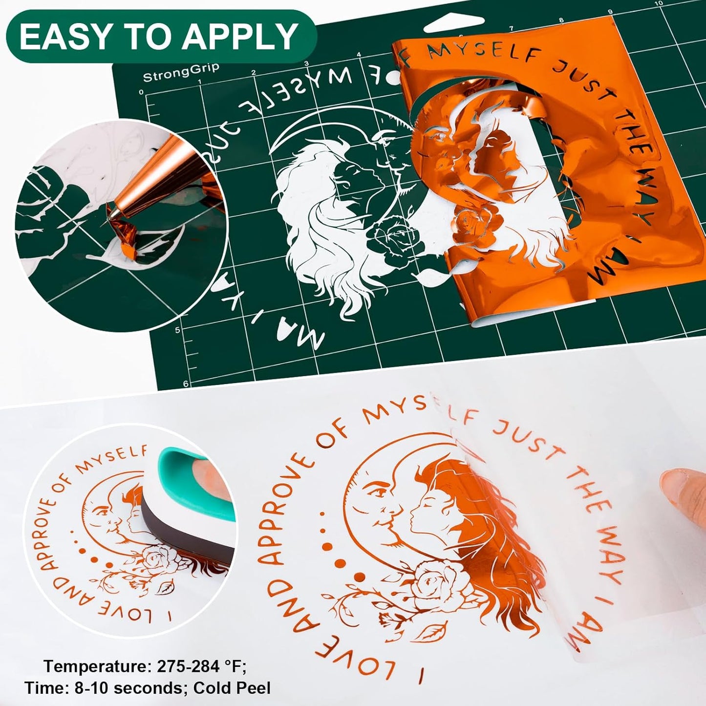 VINYL FROG Metallic Foil HTV Vinyl Roll 12" x5ft Orange Chrome Heat Transfer Vinyl Iron on Vinyl Easy to Cut & Weed DIY Heat Press Design for T-Shirts