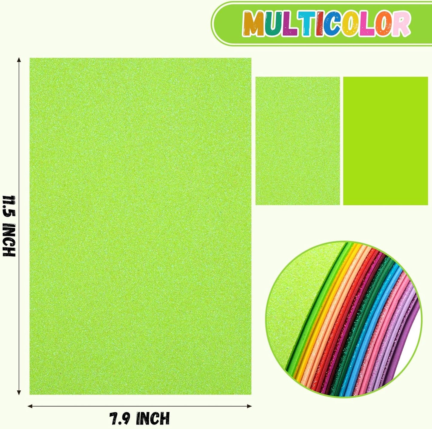 20 Pack Glitter EVA Foam Sheets Craft 8 x 12 inch, 20 Colors Sparkles Foam Paper for Art Crafts Projects, Classrooms Scrapbook Gift DIY Cutters Card Party Decoration (Multicolor 01)