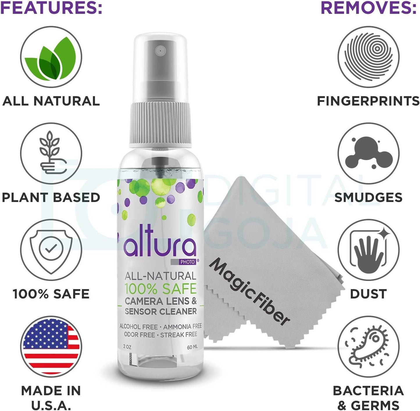Altura Photo Professional Camera Cleaning Kit for APS-C DSLR & Mirrorless Cameras - Lens and Sensor Cleaner - Includes Case, Spray, Swabs, Blower, Brush, Tissue Paper