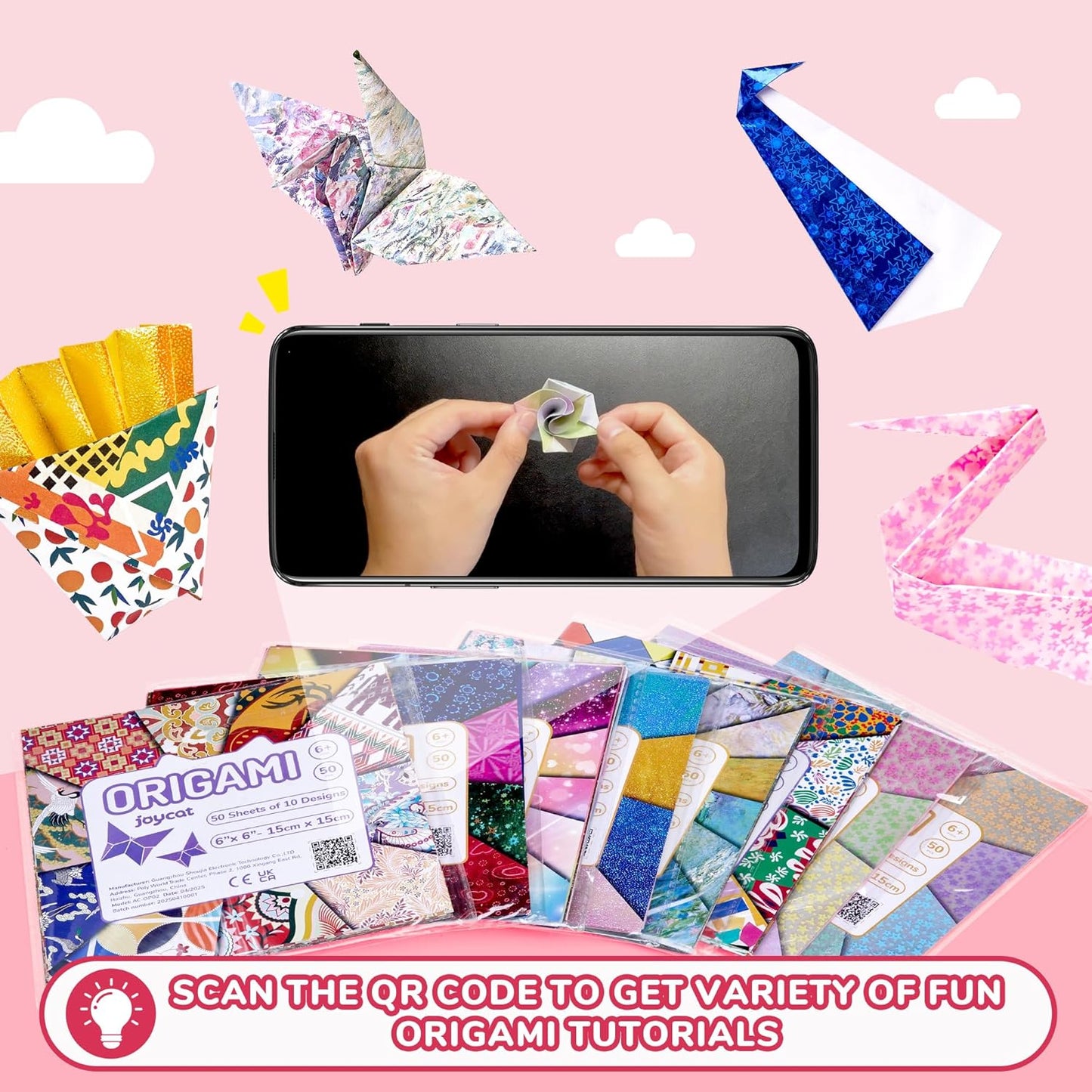 Ethnic Patterns Origami Paper - 50 Sheets 6x6 Inches - Double-Sided Traditional Cultural Art Colored Folding Paper for Adults, Artists & Kids - Ideal for Scrapbooking, Card Making and DIY Crafts