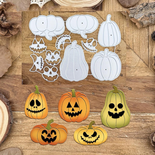 Lapoo Halloween Metal Cutting Die for Scrapbooking, 3D Backgrounds Frame New Cutting Dies DIY Album Card Making Decor Paper Metal Die Cuts Party Wedding Decorations (Ghost Face Pumpkin 5 x 3.7 in)