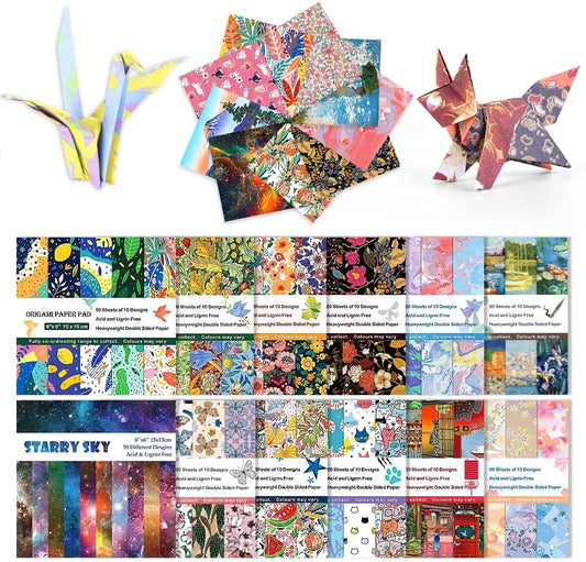 12 Different Packs Full Collection Origami Paper Kit 6 Inch Square Double Sided Color Vivid Colors Creation Easy Fold Paper Set Hand Crafts Paper Arts Creativity.01