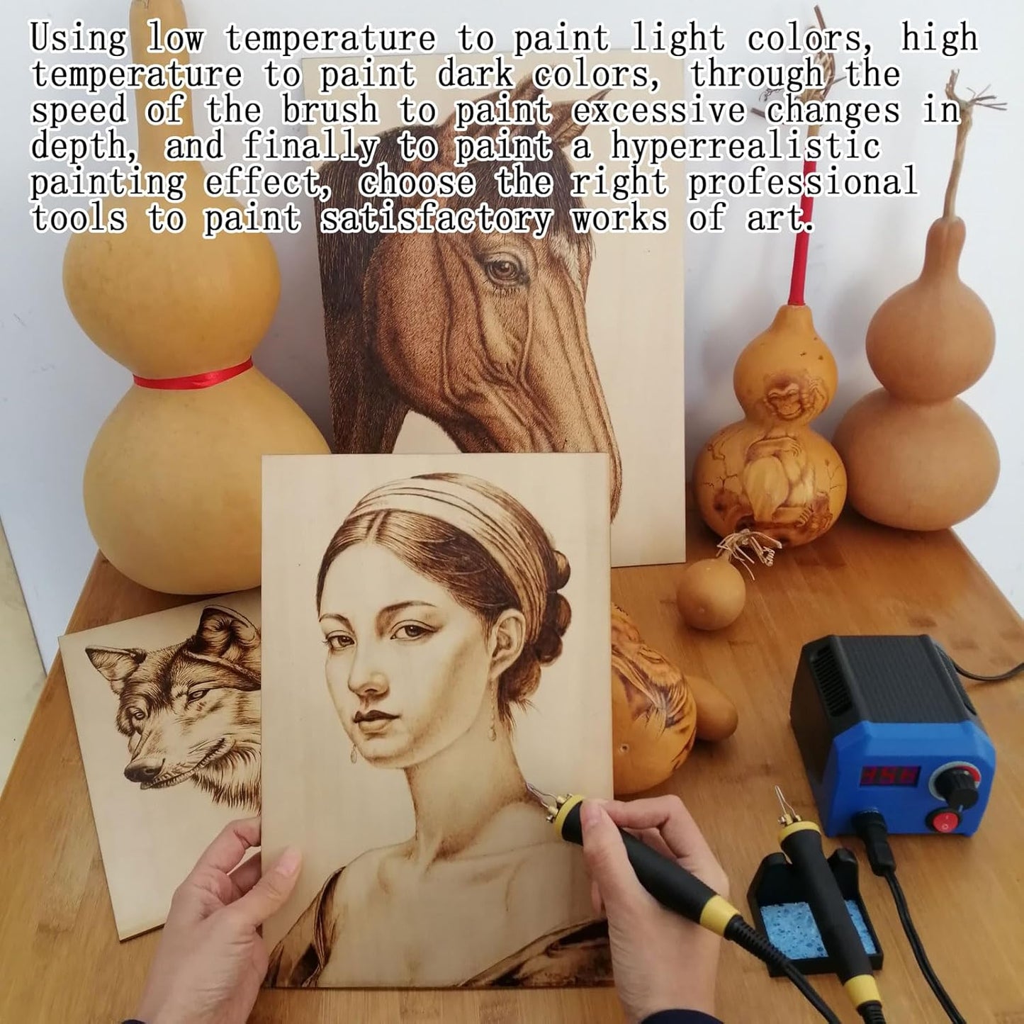 LH55-1 wood burning kit,wood burning tool,digitally adjustable temperature wood burner kit,professional wood burner tool kit for adults beginners craft,pyrography pen (LH55-A pen)