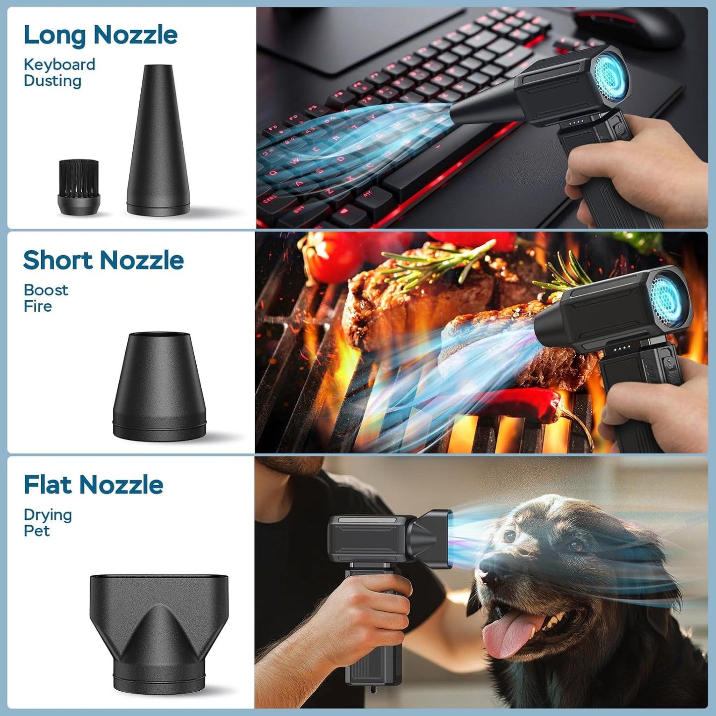 Compressed Air Duster,130000RPM Electric Duster,Stepless Speed Mini Air Blower,Replace Canned Air Duster,Cordless Rechargeable Jet Fan Blower for Keyboard Computer Car Cleaning Dry-Dark Gray