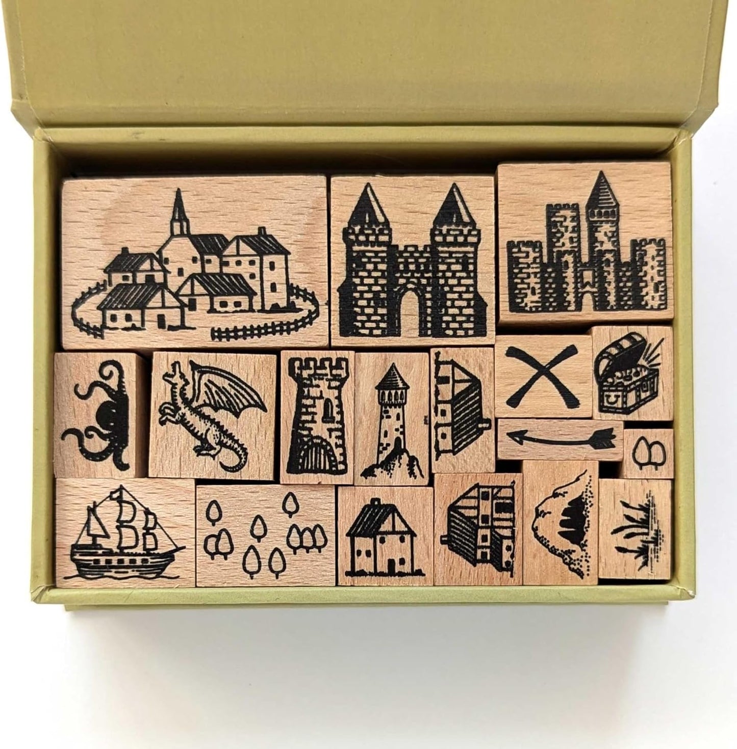 Lord Of Maps Fantasy Map-Making Stamp Kit Expansion - 18-Piece Rubber Stamp Set for TTRPG, World Building, Battle Maps, Journaling, Arts & Crafts - Castles, Villages, Towers