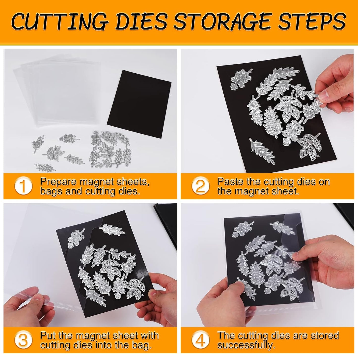 80 PCS Stamp and Die Storage Bag and Rubber Magnetic Sheets, Die Storage Set for Storage Die Cutting, DIY Scrapbooking
