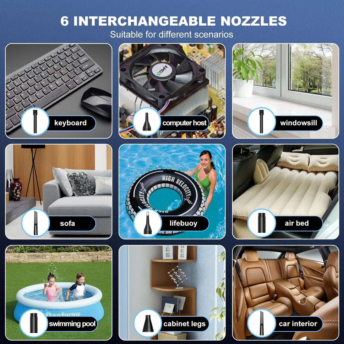 Compressed Air Duster - 150000RPM Brushless Motor, Mini Air Blower for PC Cleaning Kit, Canned Air Duster for Computers, Rechargeable & Portable Compressed Air for Electronics