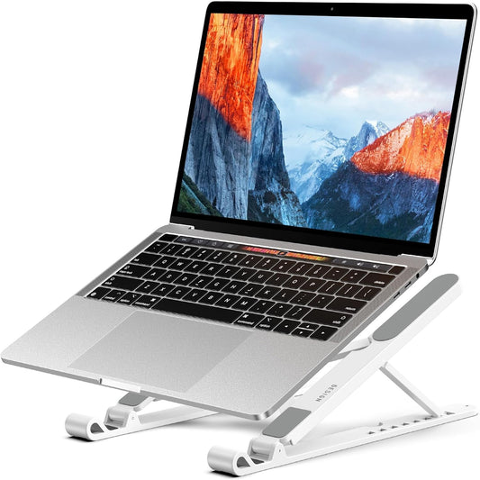 BESIGN LS01 Pro Ergonomic Laptop Stand, Plastic Laptop Riser, Portable and Adjustable Notebook Computer Holder Compatible with 10-14" Laptops (White)