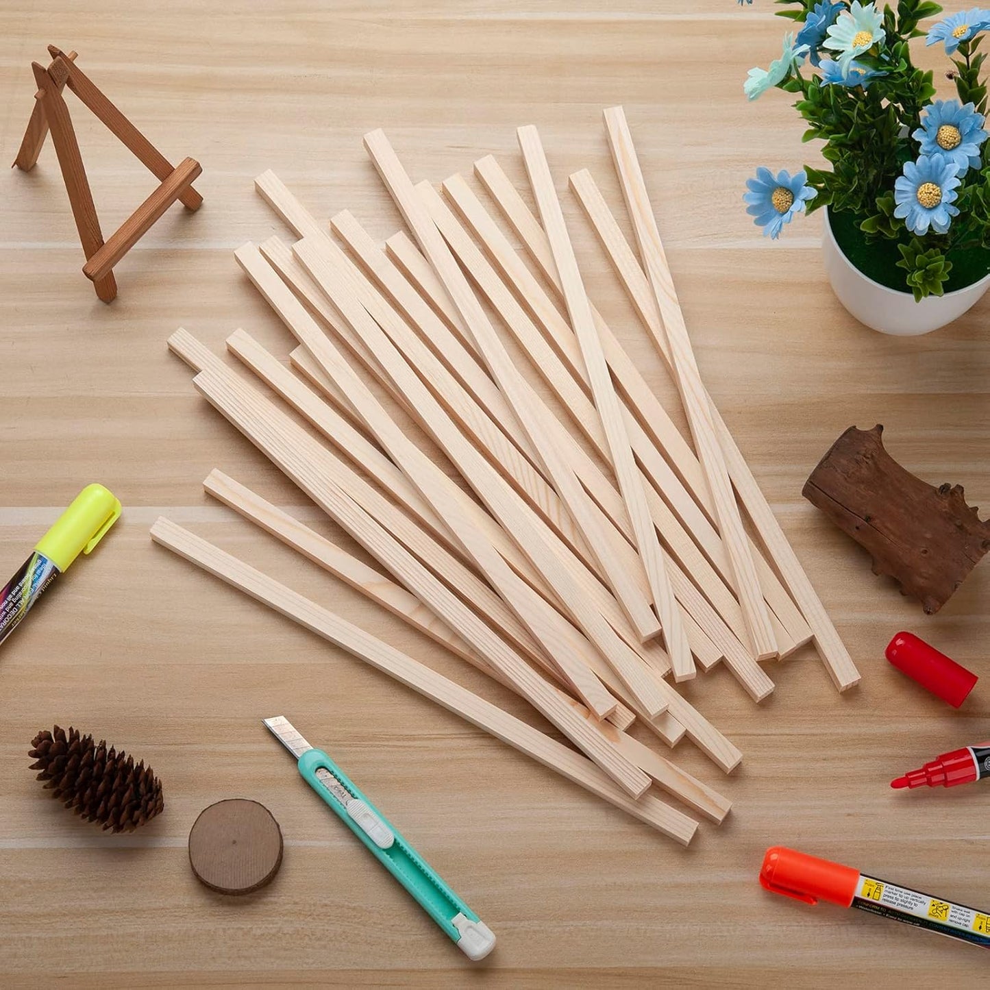 Square Wooden Dowel Rods Wooden Sticks for Craft 3/8" x 15", 20 PCS Square Wood Sticks Wood Dowels for Crafts, Unfinished Hardwood Strips Slats for Crafting, Arts and DIYers, Home Decor, Woodworking