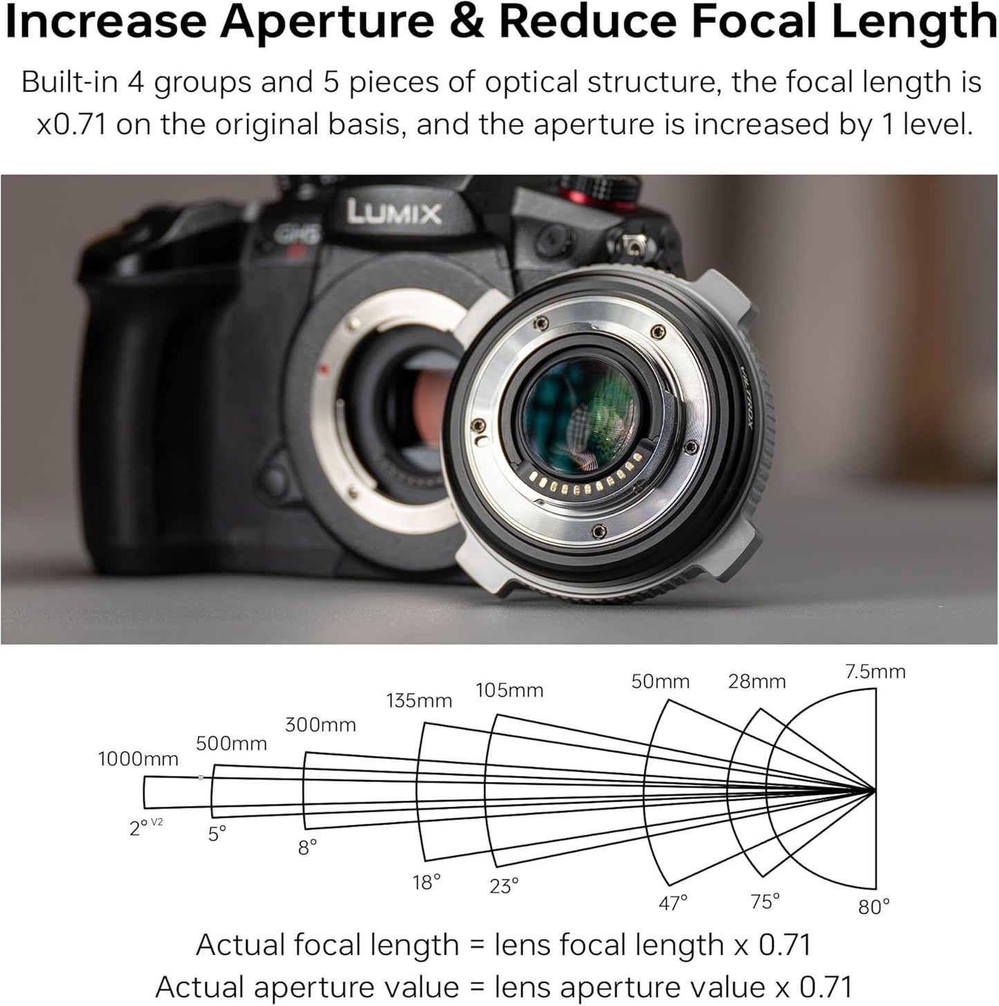 VILTROX EF-M2 Pro Lens Mount Adapter Auto Focus 0.71x Reducer Speed Booster with Security Lock Compatible with Canon EF Mount Lens to M4/3 Camera GH4 GH5 GH5S GF6 GX85 GX7 Olympus E-M5 E-M10 E-PL5
