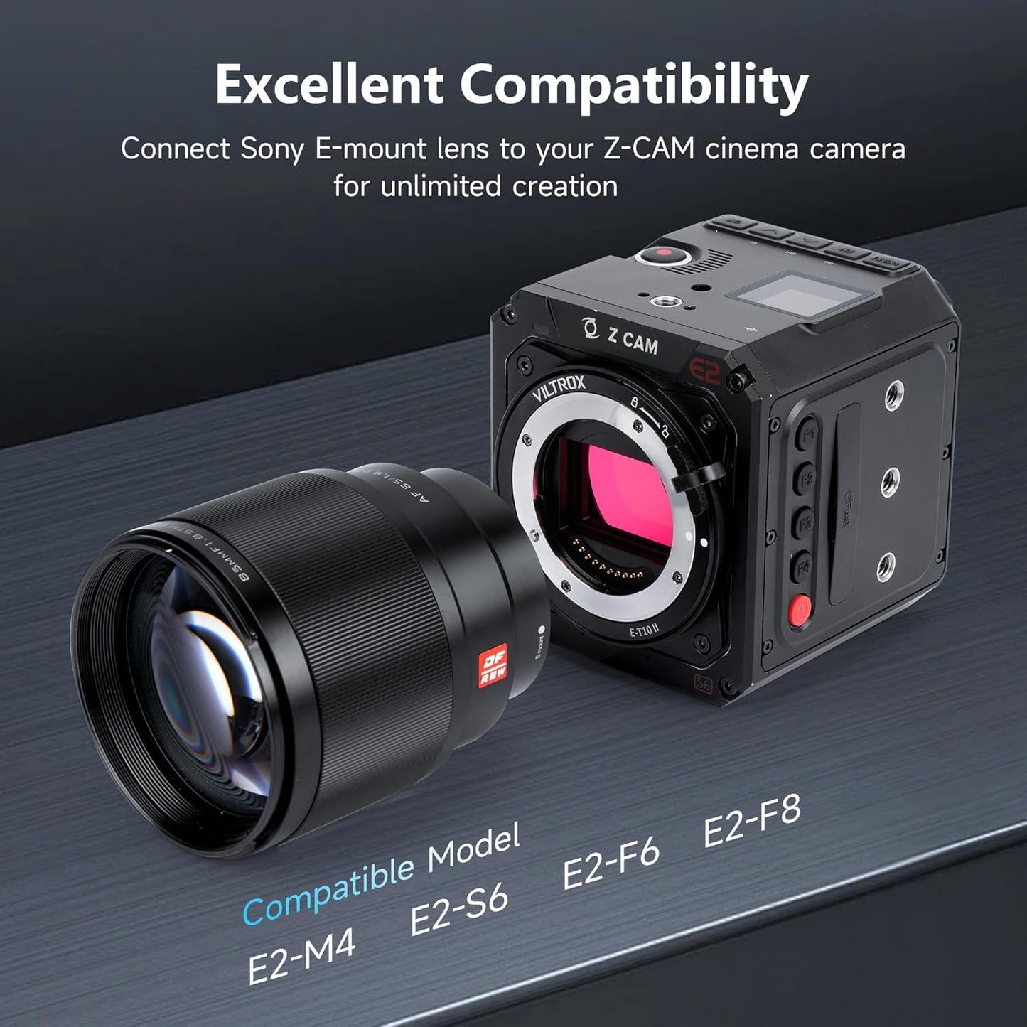 VILTROX E-T10 II Lens Mount Adapter, E Mount Lens to Z-CAM Cinema Cameras Autofocus Adapter Converter Compatible with Sony E Mount Lens to Z-CAM E2-M4 E2-S6 E2-F6 E2-F8 Cinema Cameras