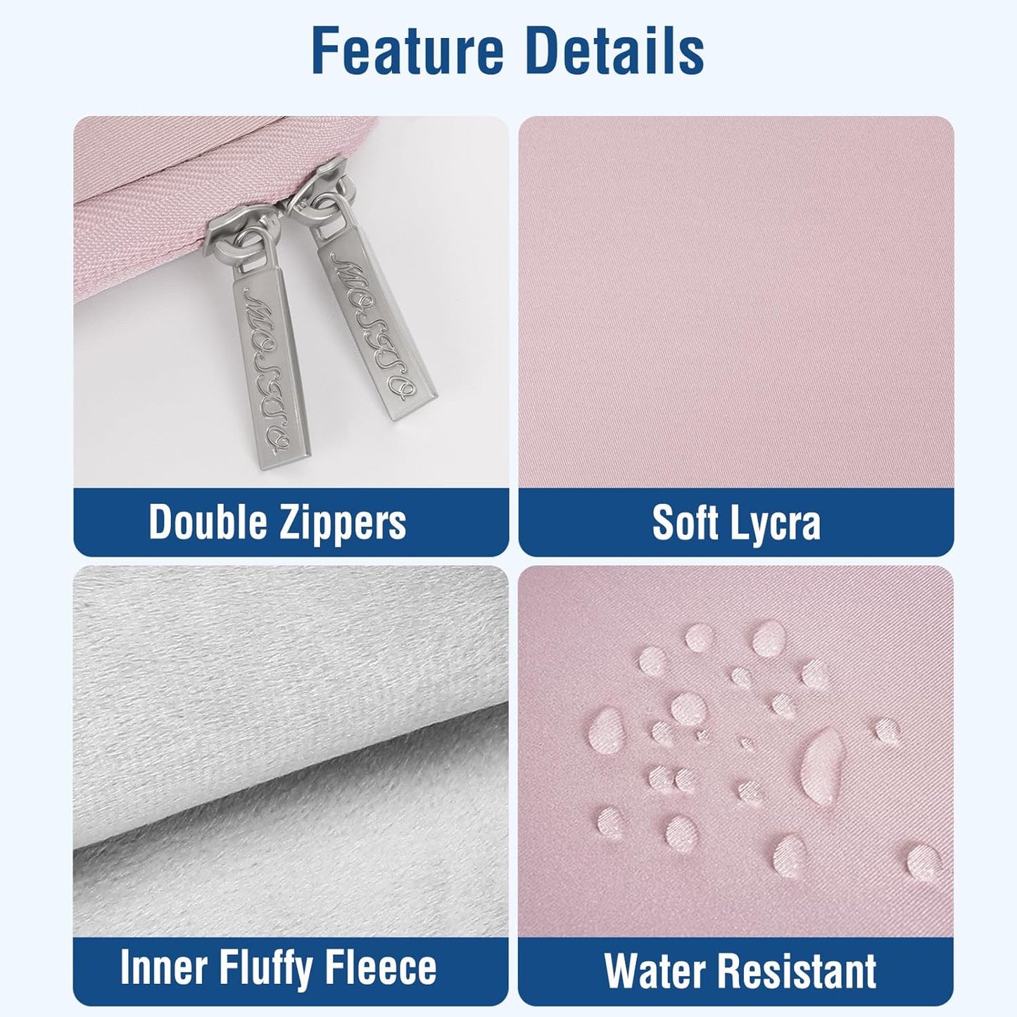 MOSISO Laptop Case 14 inch, 14 inch Laptop Sleeve Bag Compatible with HP Lenovo Dell ASUS Acer, HP Stream, Dell Latitude, Lenovo IdeaPad, Neoprene Computer Sleeve Bag with Small Case, Baby Pink