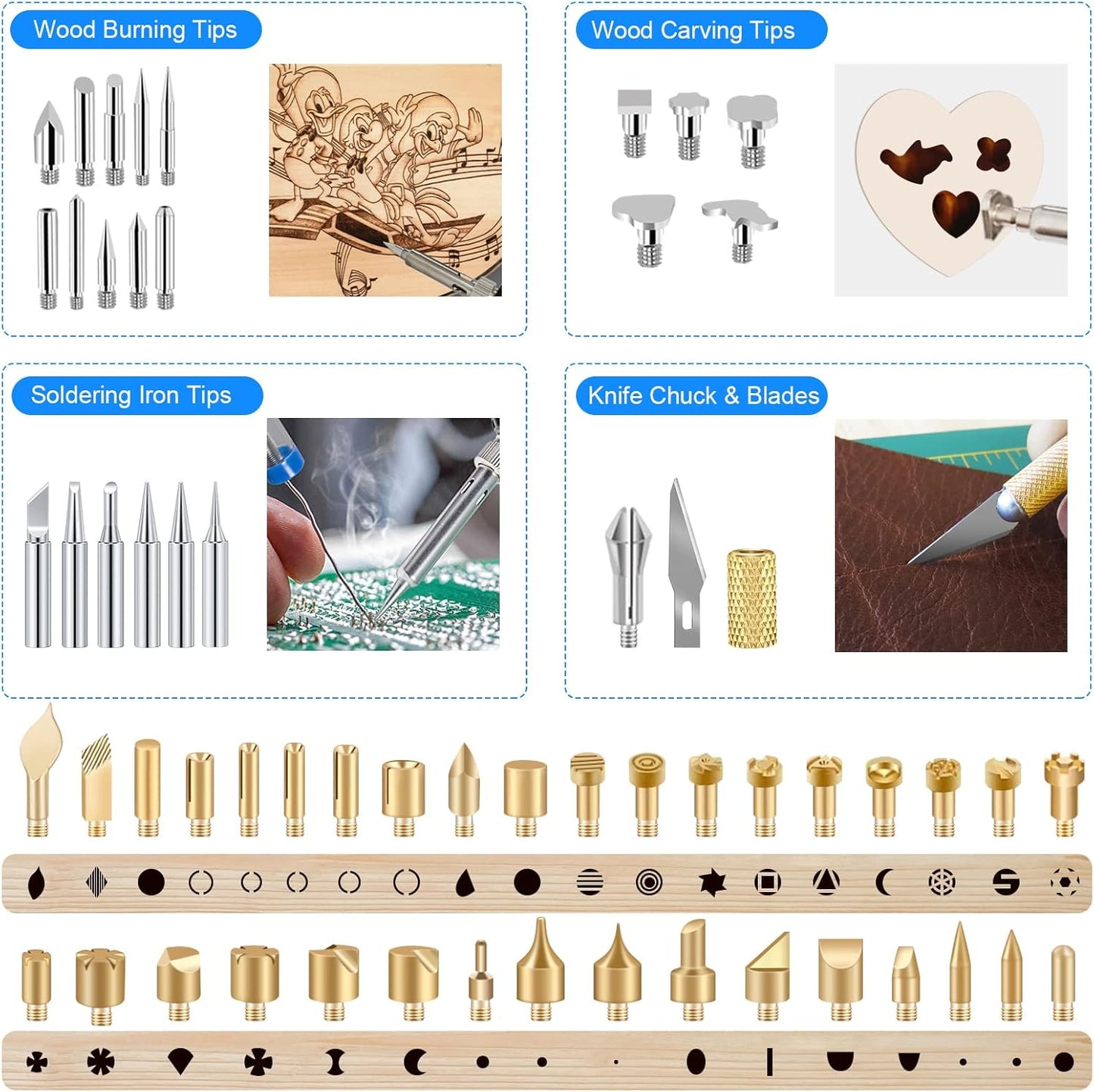 116pcs Wood Burning Kit, Professional Wood Burning Tool with Soldering, DIY Creative Tools Adjustable Temperature 220~480℃ Wood Burner Soldering Pen for Embossing/Carving/Soldering & Pyrography