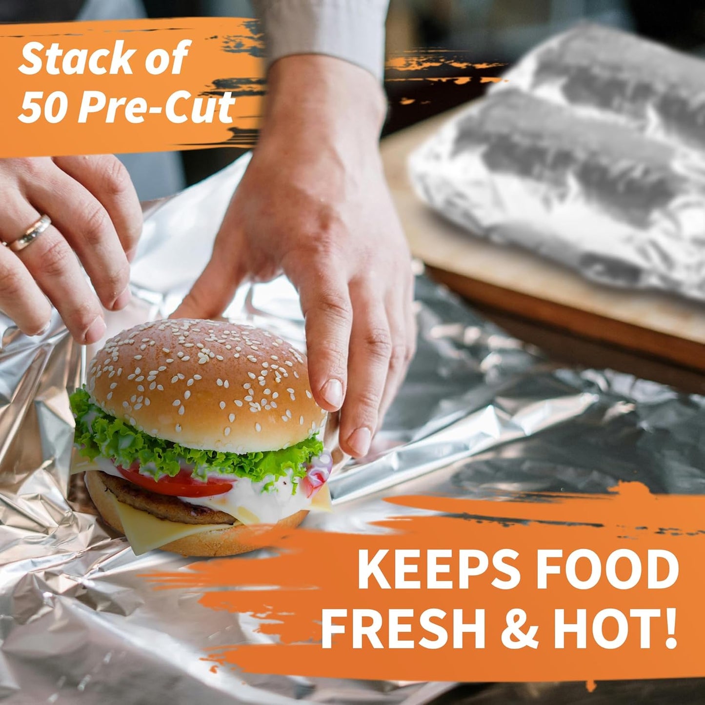 Insulation Sandwich Wrapping Paper Aluminum Foil Sheets - [500 Pack] - (14" x 10.3") - Aluminum Foil Sandwich Wrap Sheets For Sandwich Wraps, Burritos and BBQ