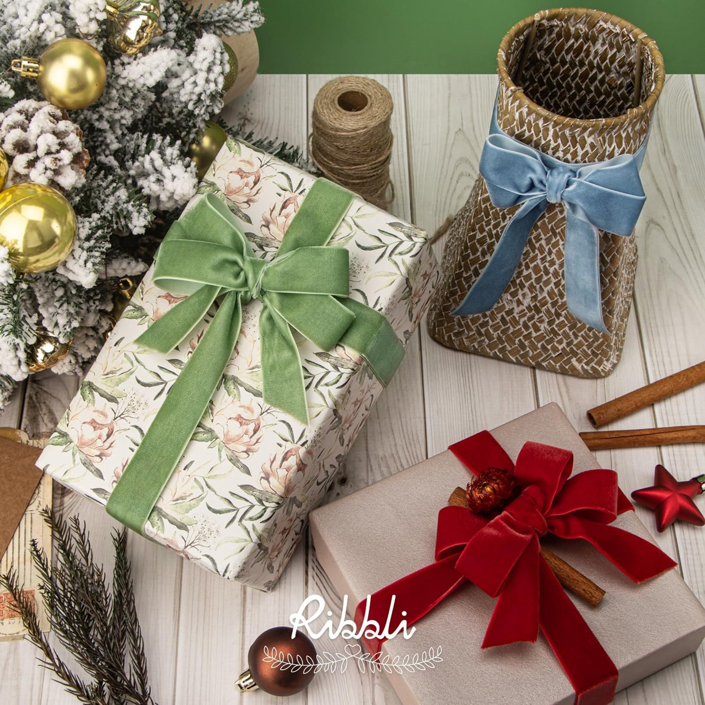 Ribbli Polyester Red Velvet Ribbon,1 Inch,10-Yard Spool,Use for Choker,Gift Wrapping,Floral Bouquets, Boutonnieres