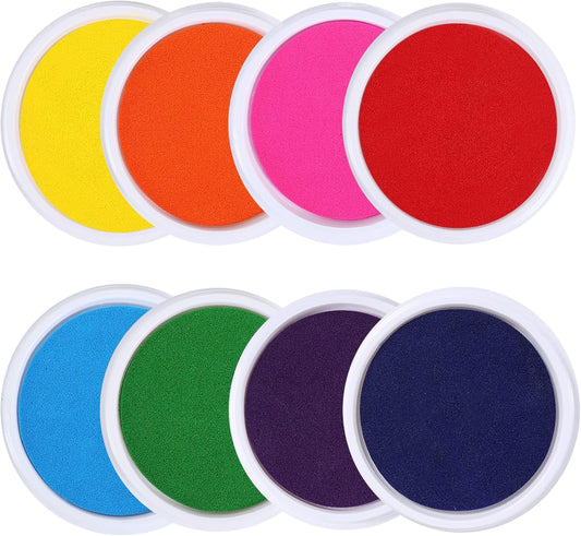 MoloTAR 8 Colors Rainbow Washable Large Ink Pads for Rubber Stamps Kids (Pack of 8)