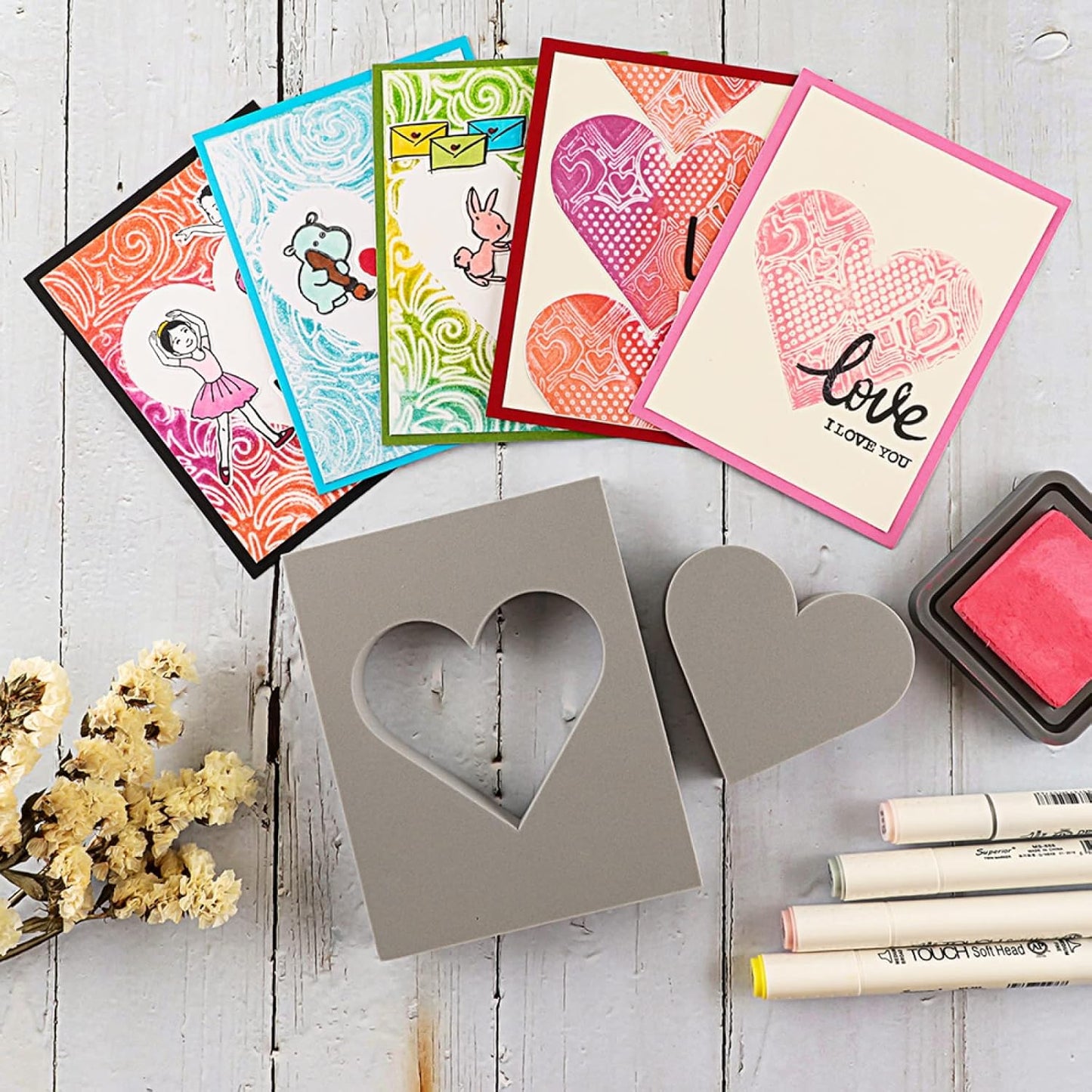 BAOFALI 2 Pcs Heart Cut Stamping Foam Grey Moldable Foam Stamps Plastic Dry Foam Stamp Pad Cut and Dry Foam Stamping Foam Block for Sculpture, Modeling, DIY Arts and Handicrafts Projects