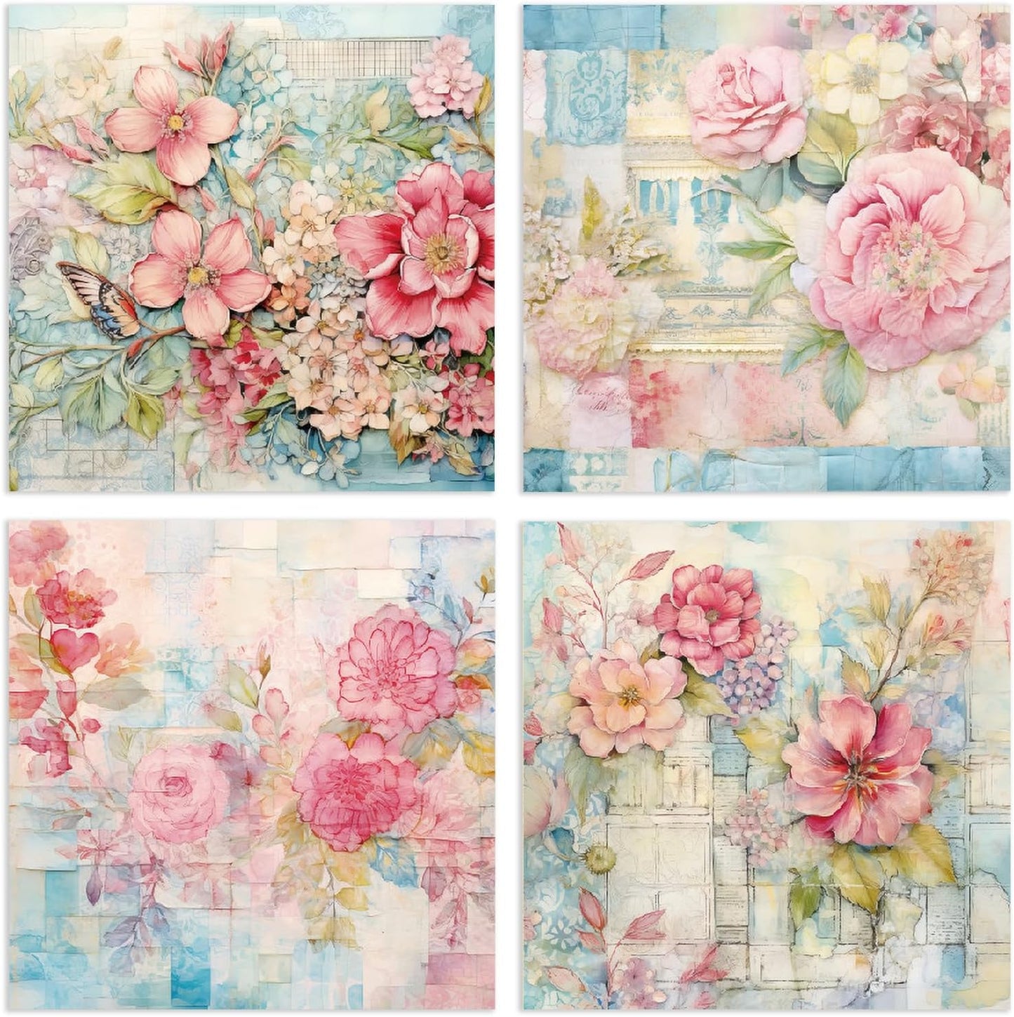 YASMEN 24 Sheets Scrapbook Paper Pads, 6X6 Single-Sided Cardstock Paper, Decorative Craft Paper, Flowers Pattern Paper Pack, DIY Decopodge Papers, Journal Scrapbooking Supplies, Card Making Supplies