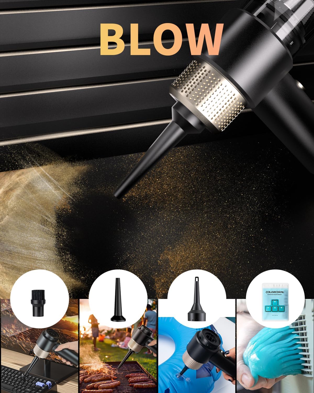 COLORCORAL Mini Vacuum Cleaner Portable Cordless Keyboard Cleaner Powerful Suction Handheld Vacuum &Computer Air Duster for Office Desktop Laptop Keyboard Car and Home Cleaning