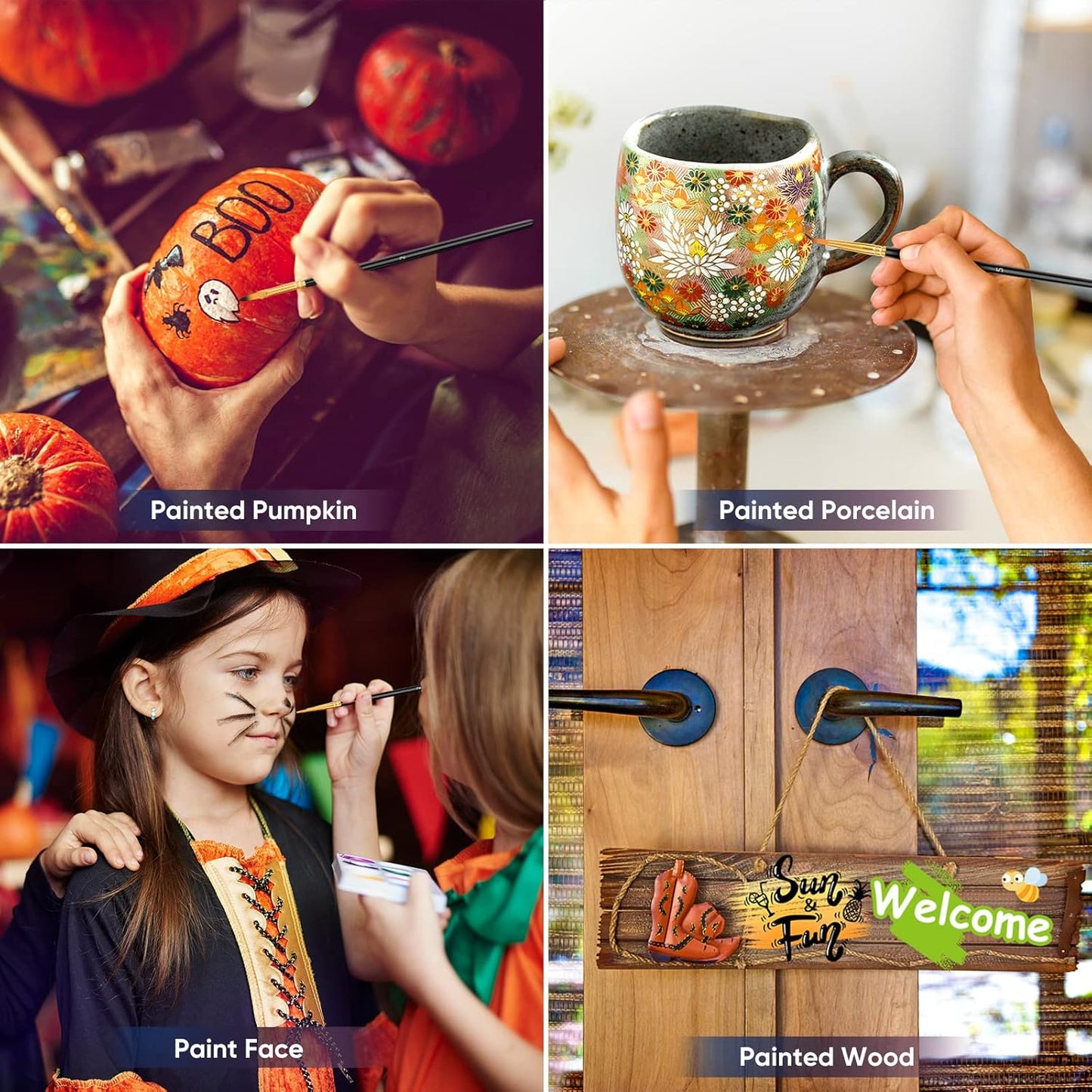 Paint Brushes Set, 20 Pcs Paint Brushes for Acrylic Painting, Oil Watercolor Acrylic Paint Brush, Artist Paintbrushes for Body Face Rock Canvas, Kids Adult Drawing Arts Crafts Supplies, Blue+Black