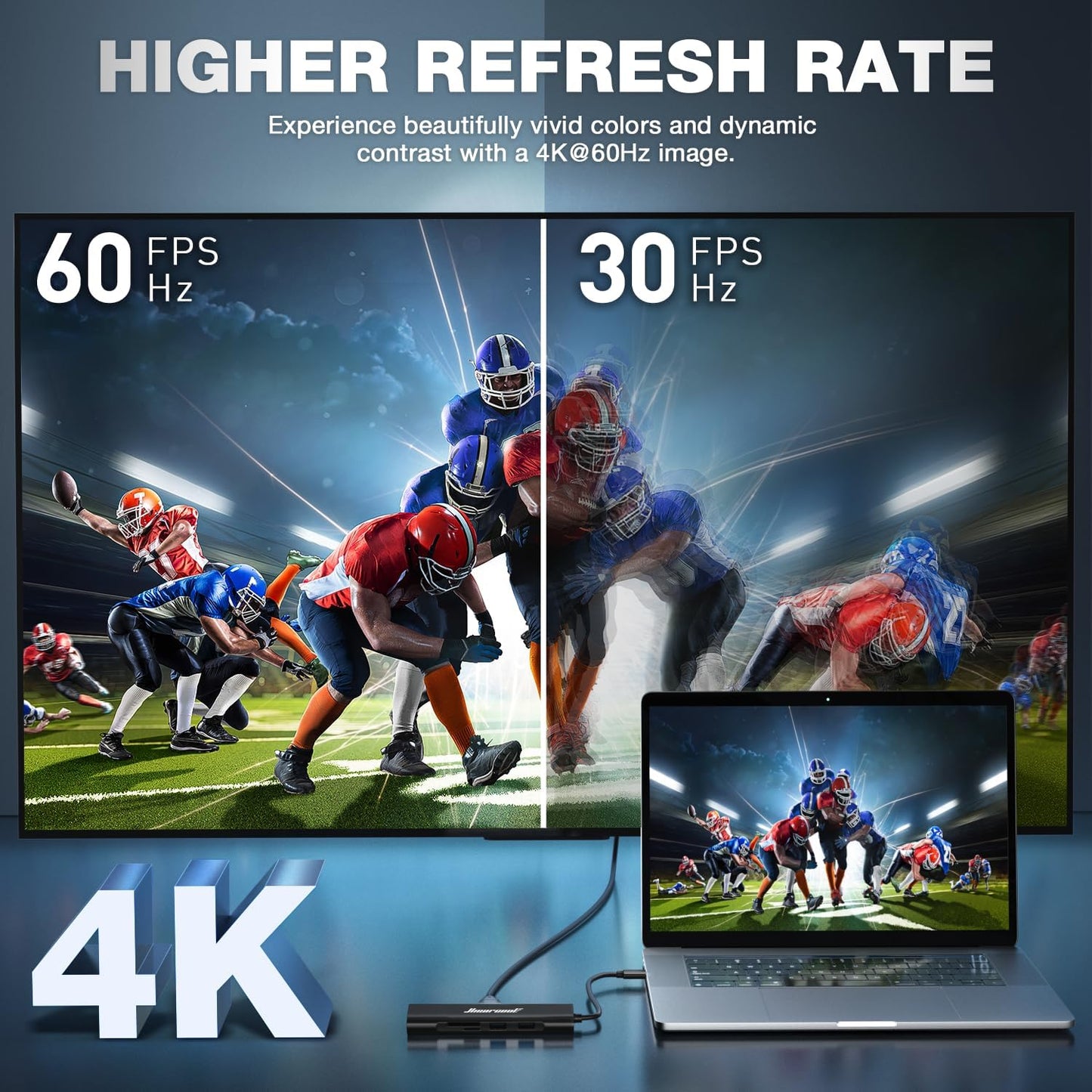 Hiearcool USB C Hub, USBC to 4K@60 Hz HDMI Adapter with 100W PD, 8-in-1 USB-C Dongle Multiport Dock Compatible for MacBook Dell Lenovo HP Laptops-Midnight Black